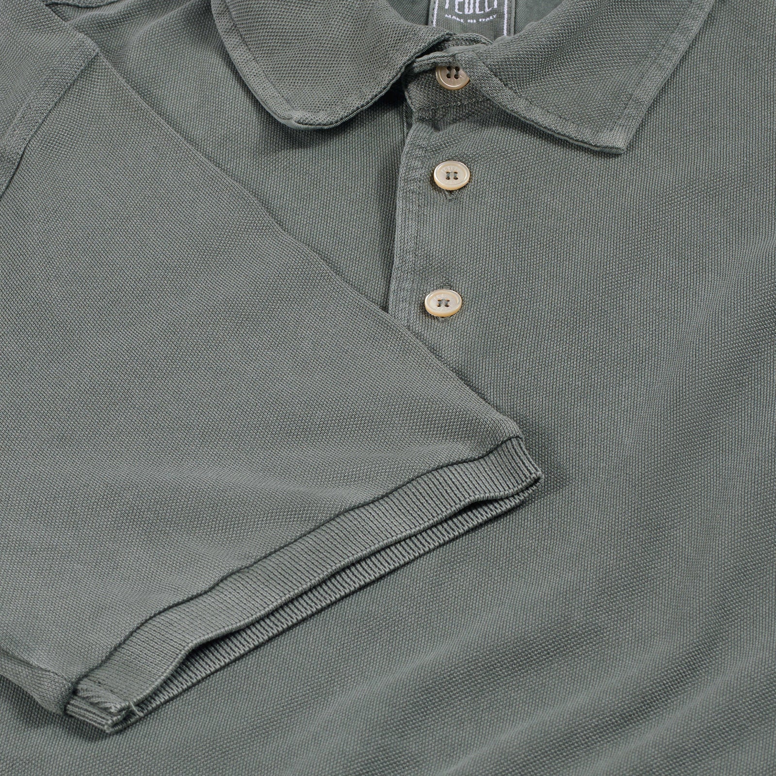 Fedeli Classic Short Sleeve Knitted Piqué Polo Shirt in Sage