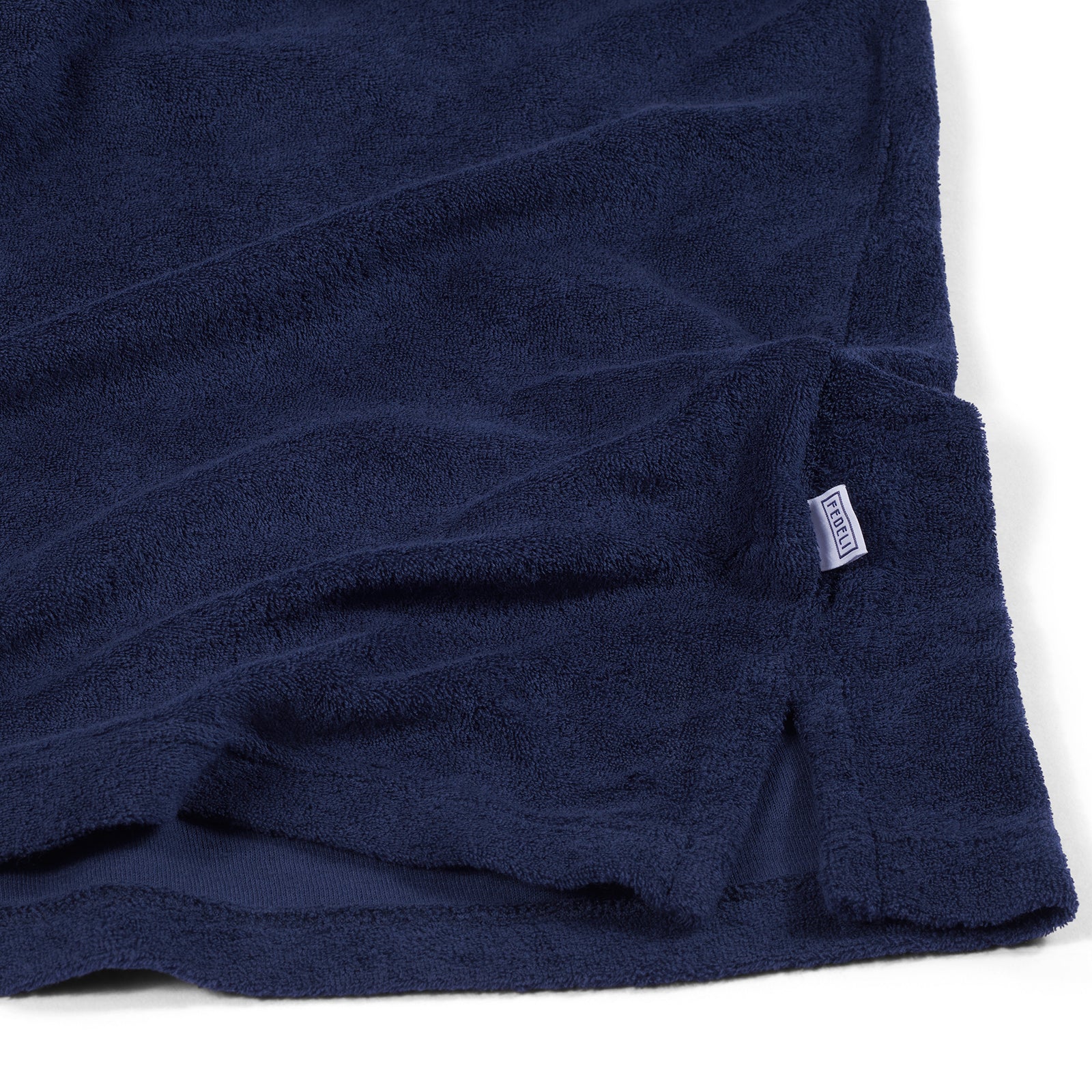 Fedeli Short Sleeve Terrycloth Polo Shirt in Ink