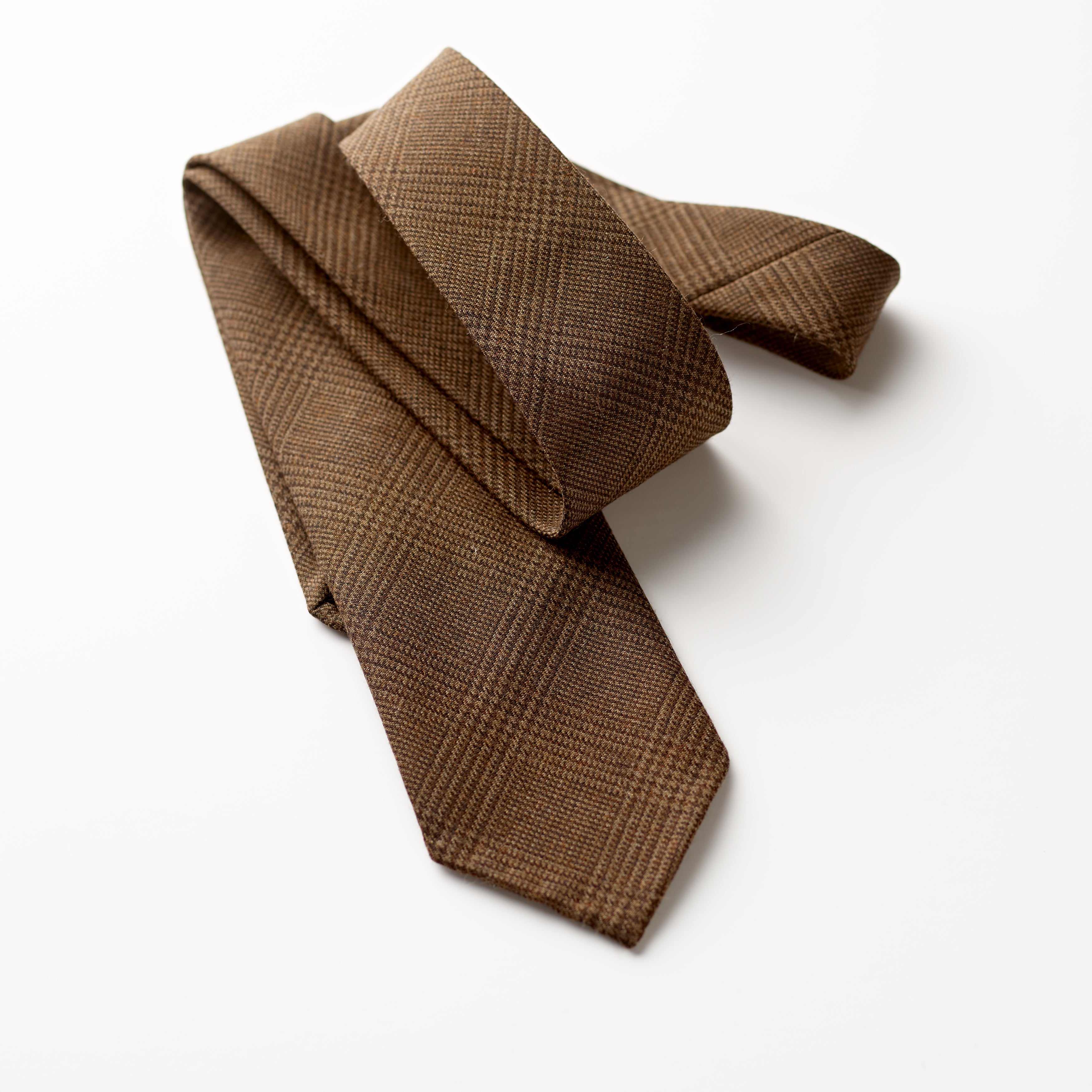 Fox 3 Fold Chestnut Brown Glen Check Tie Seam & Tail