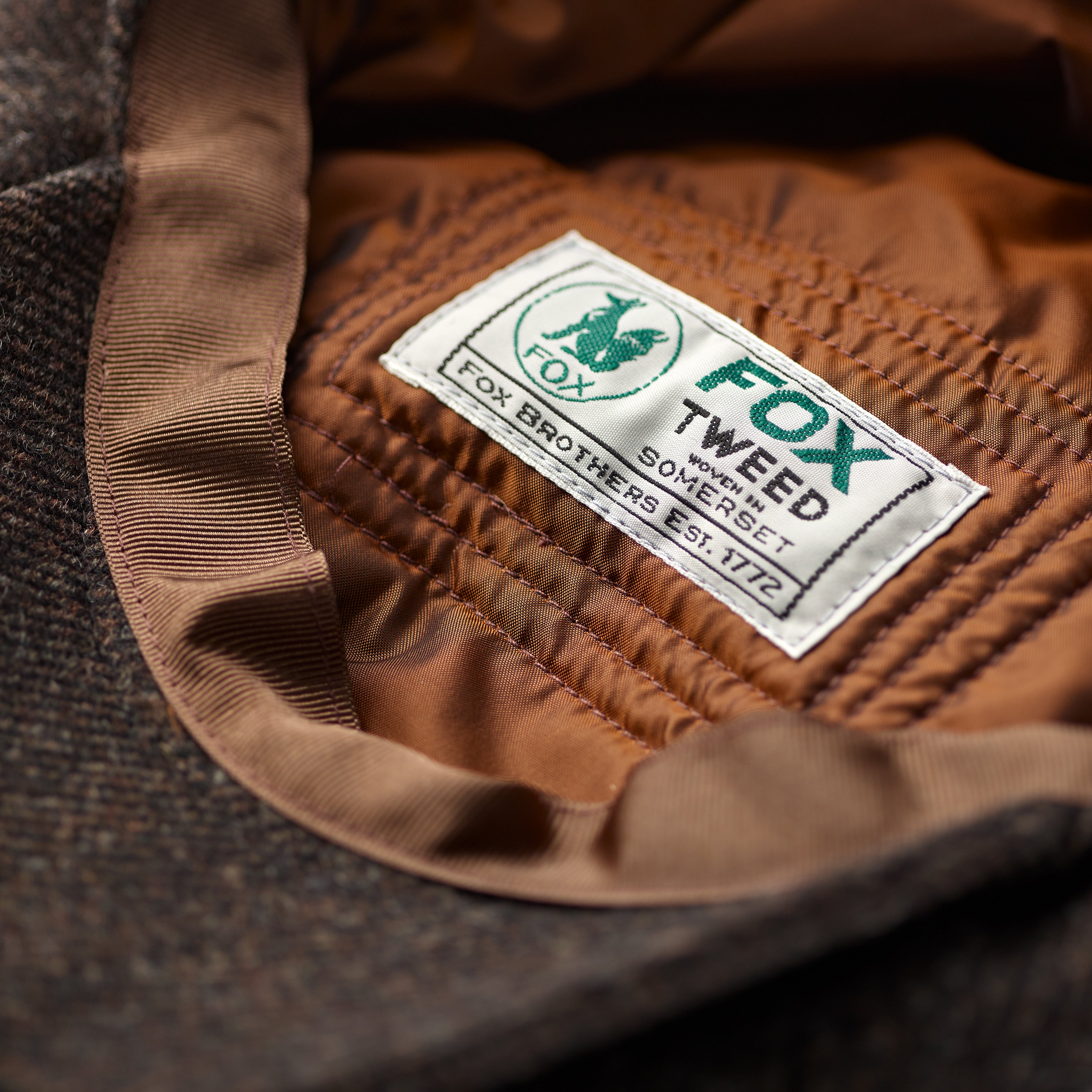 Fox Tweed Brown Twill 30's 8 panel Cap Liner