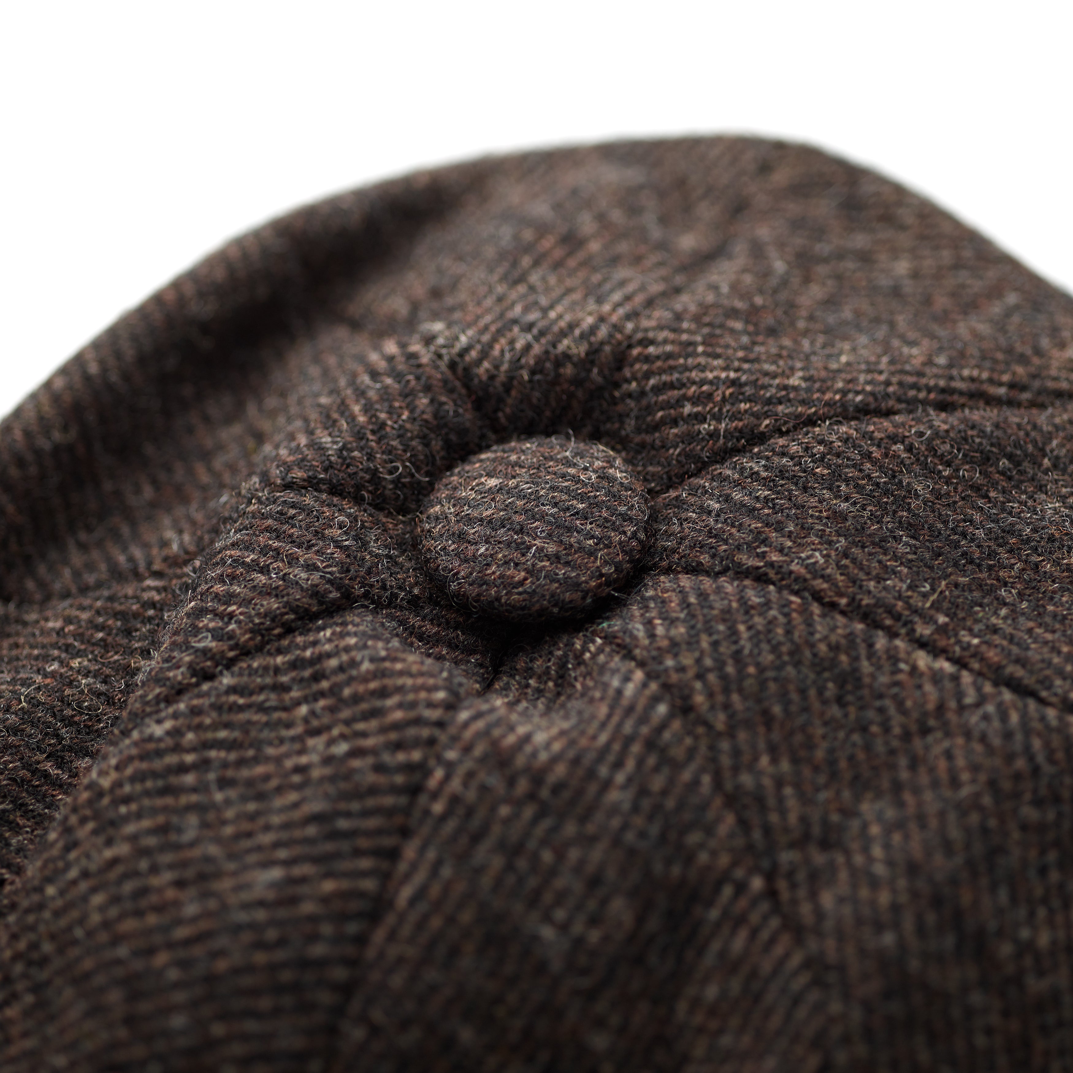 Fox Tweed Brown Twill 30's 8 panel Cap Button