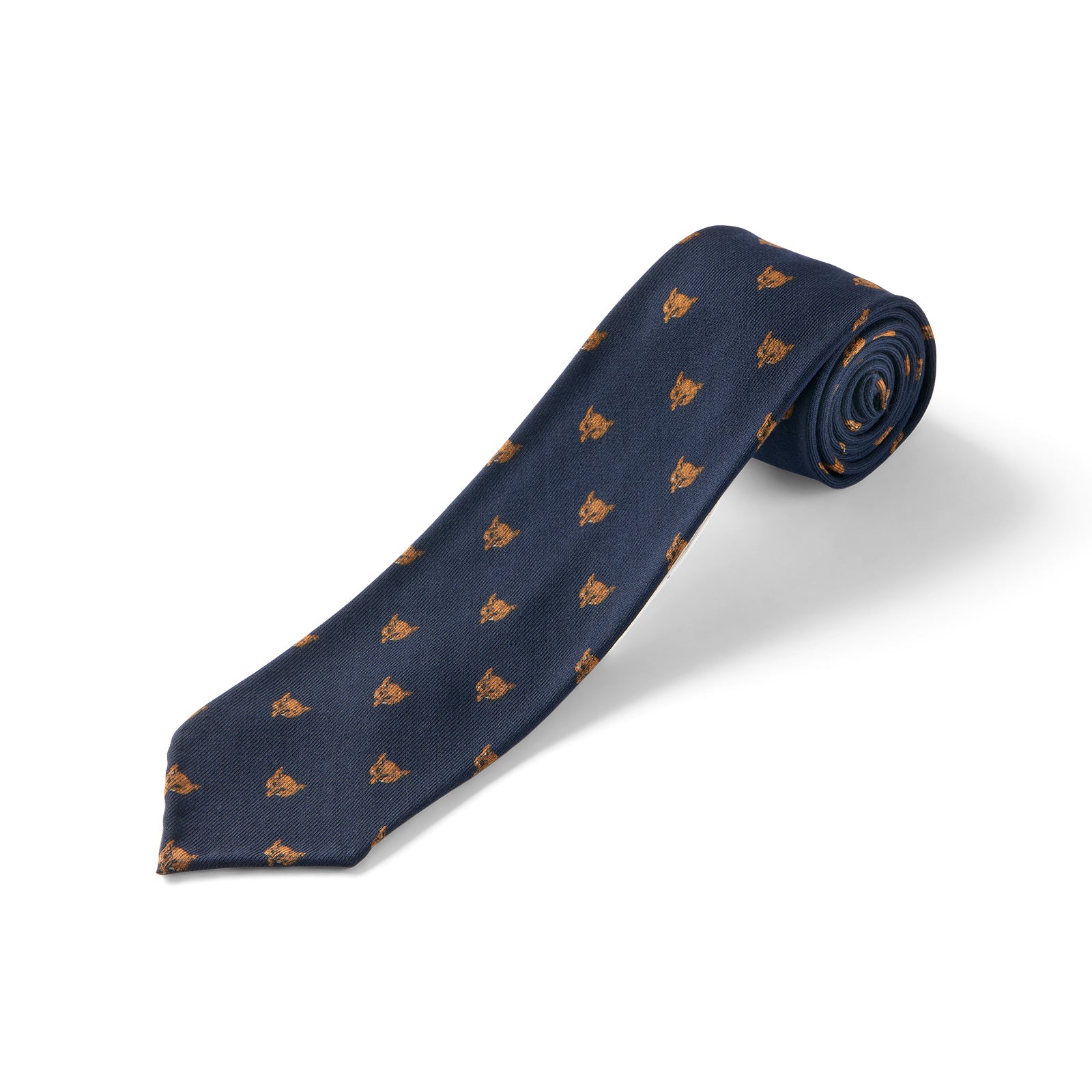 Fox Mask 4 Fold Admiralty Blue Wool and Silk Challis Tie