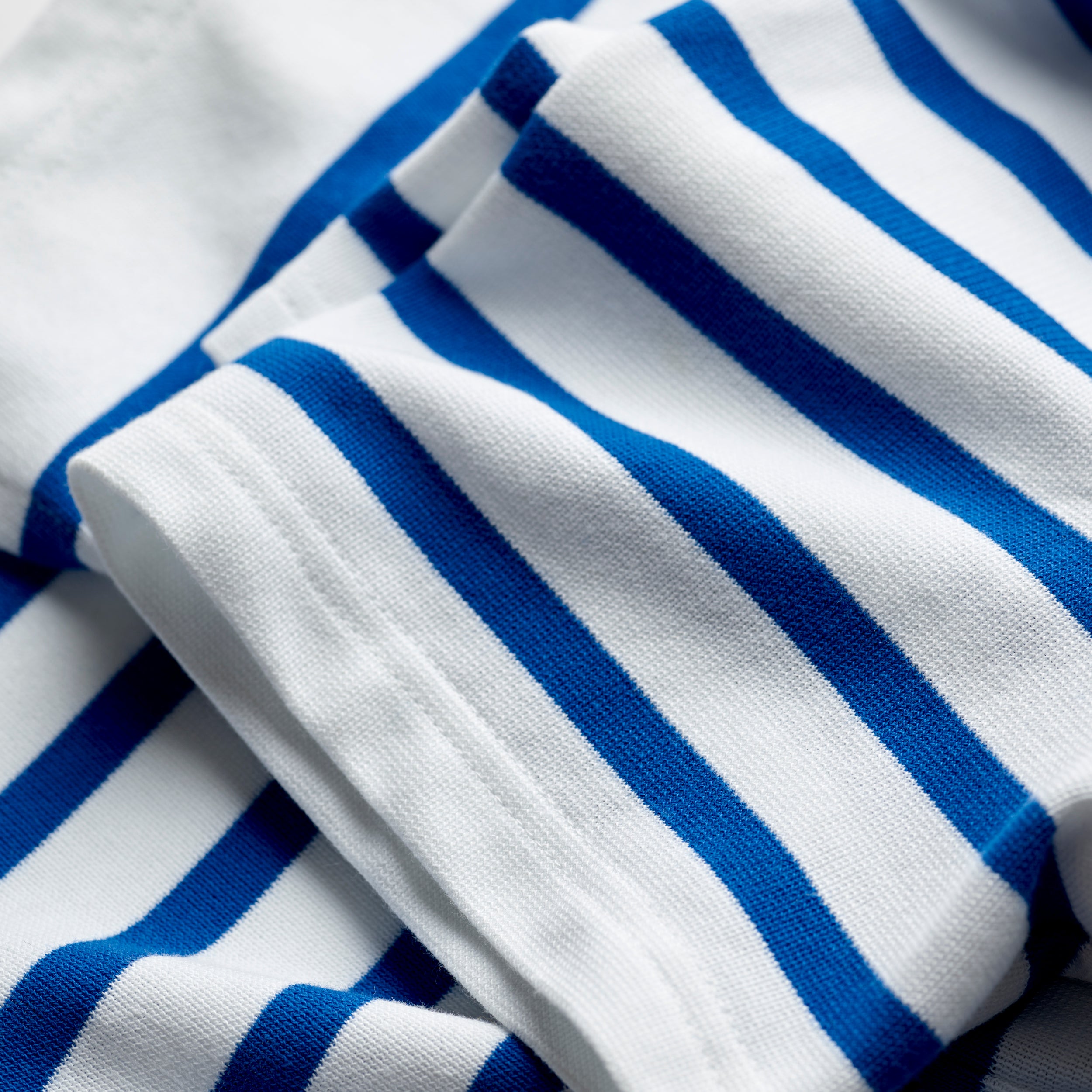 French Stripe Short Sleeve Polo Shirt Blue and White