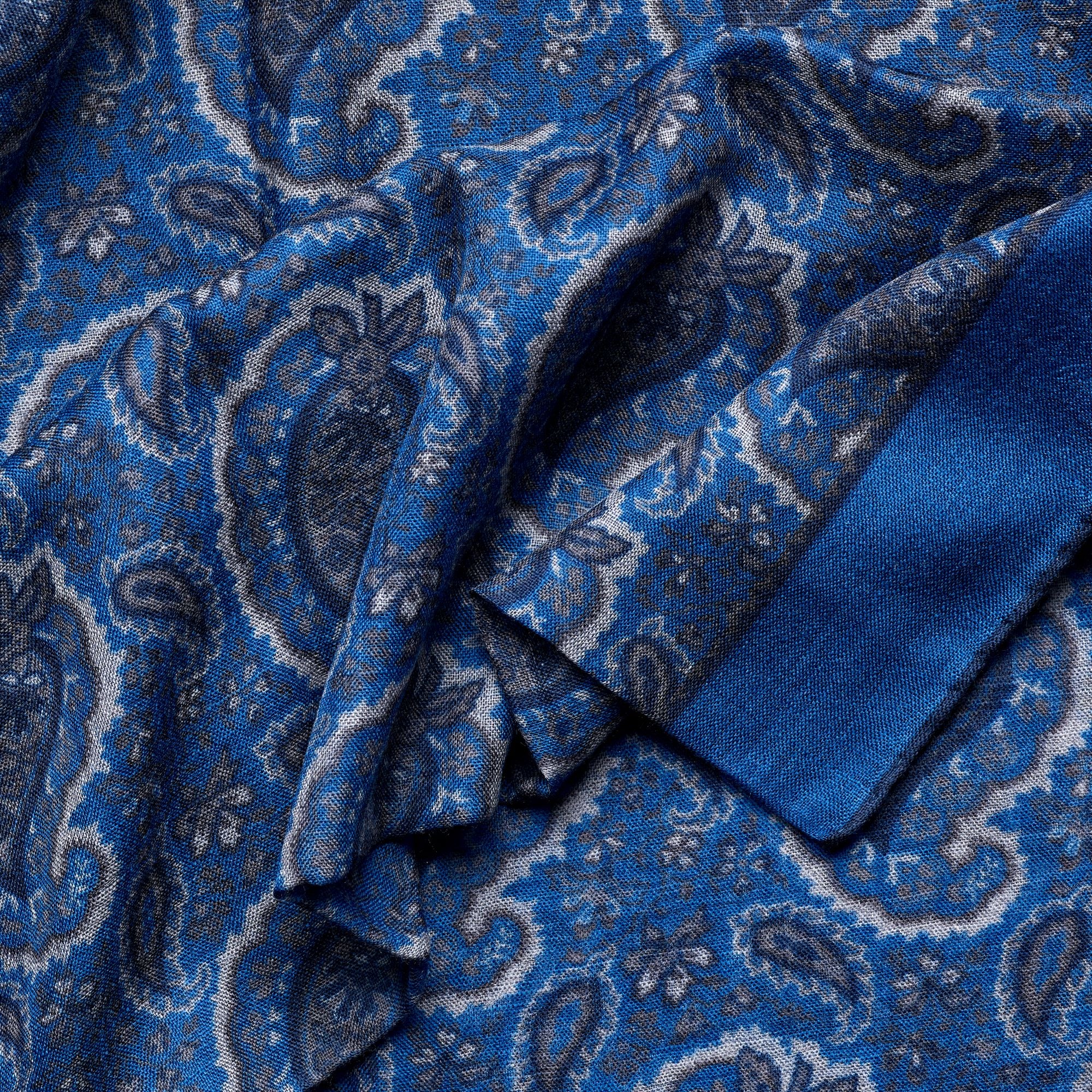 Paolo Albizzati Navy lightweight scarf and Deep Ocean Blue Border