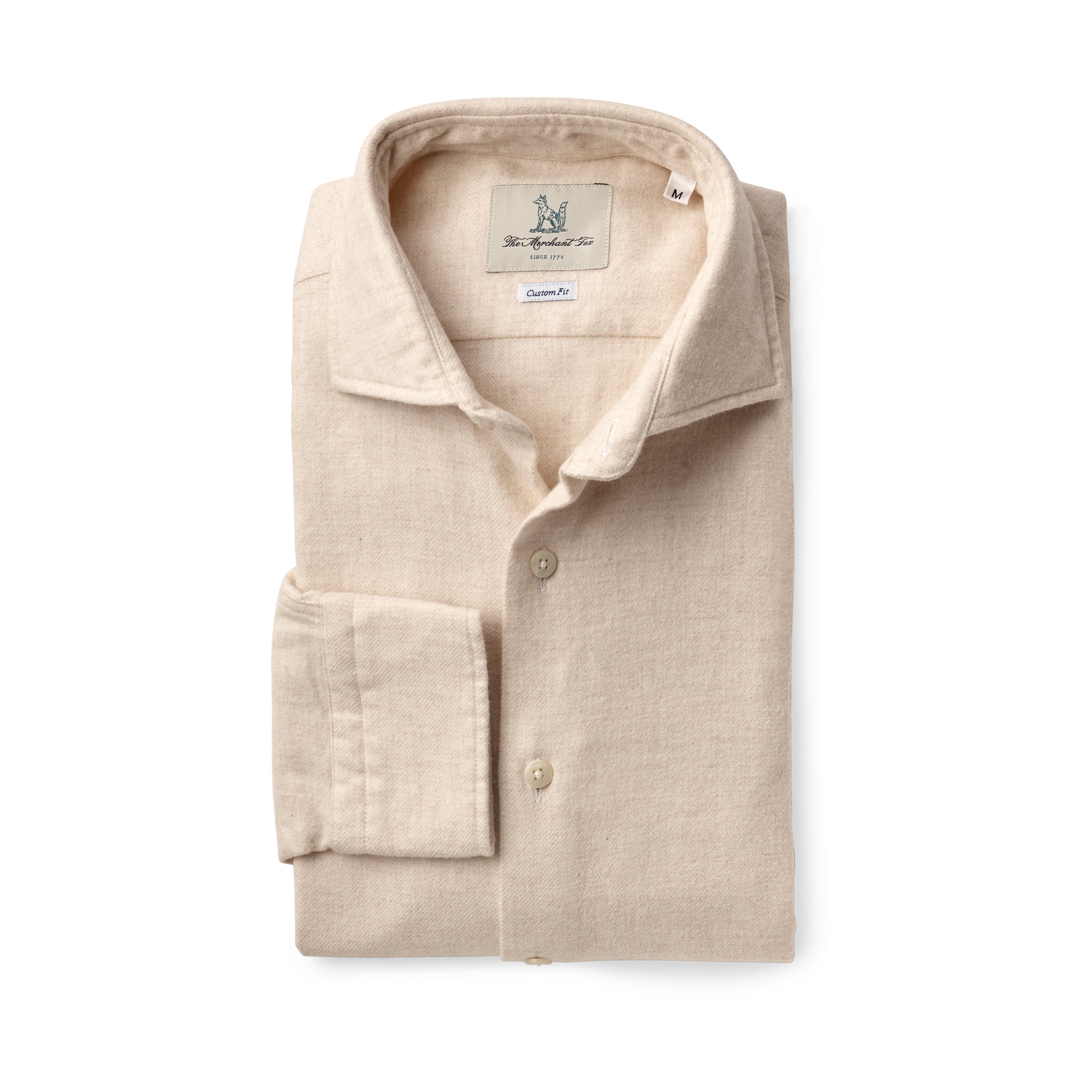 Double brushed spread collar shirt Ecru