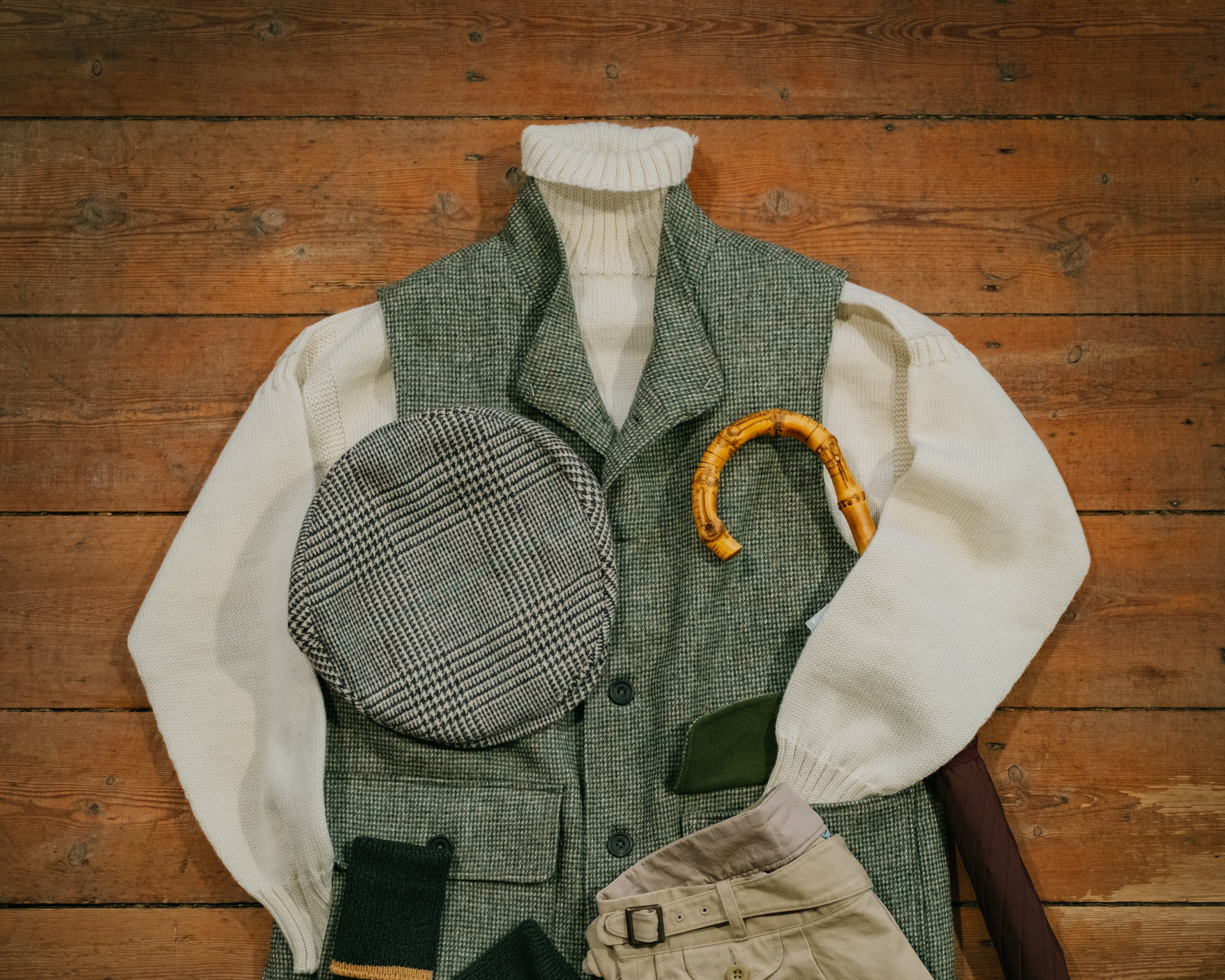 Fox Split Hair Tweed Exmoor Gilet in Sage Green | The Merchant Fox