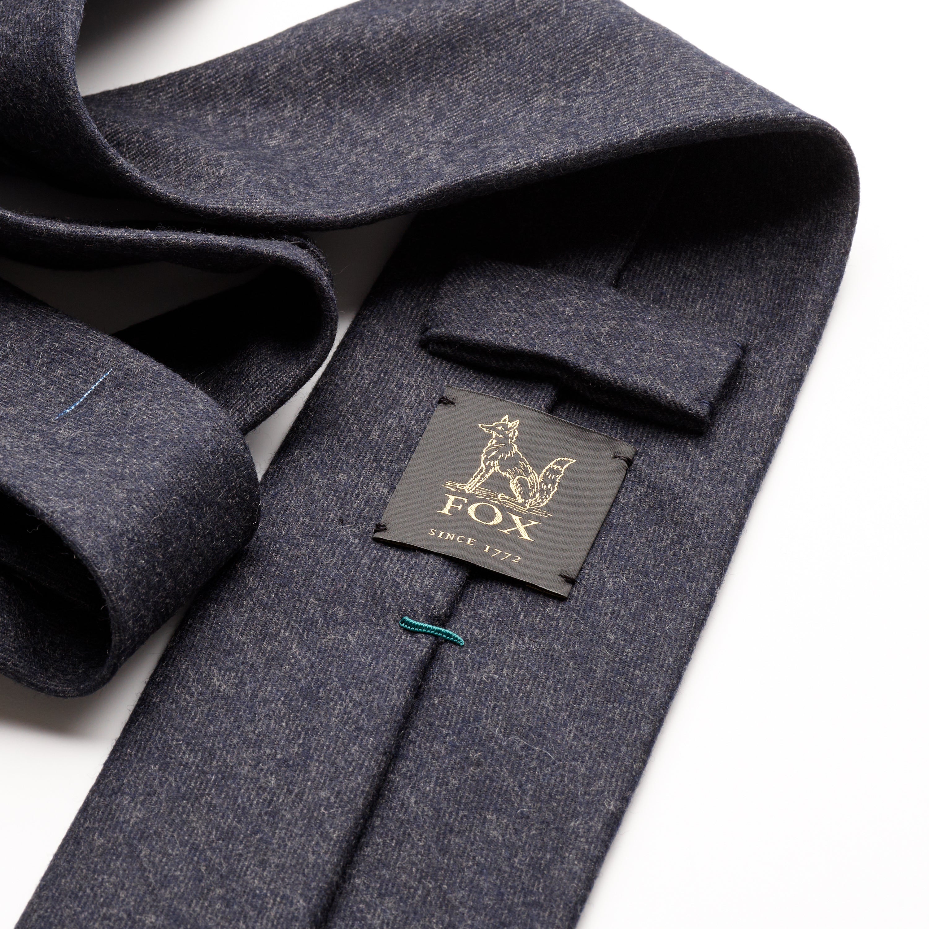 Fox Brothers Charcoal Flannel Tie, close up