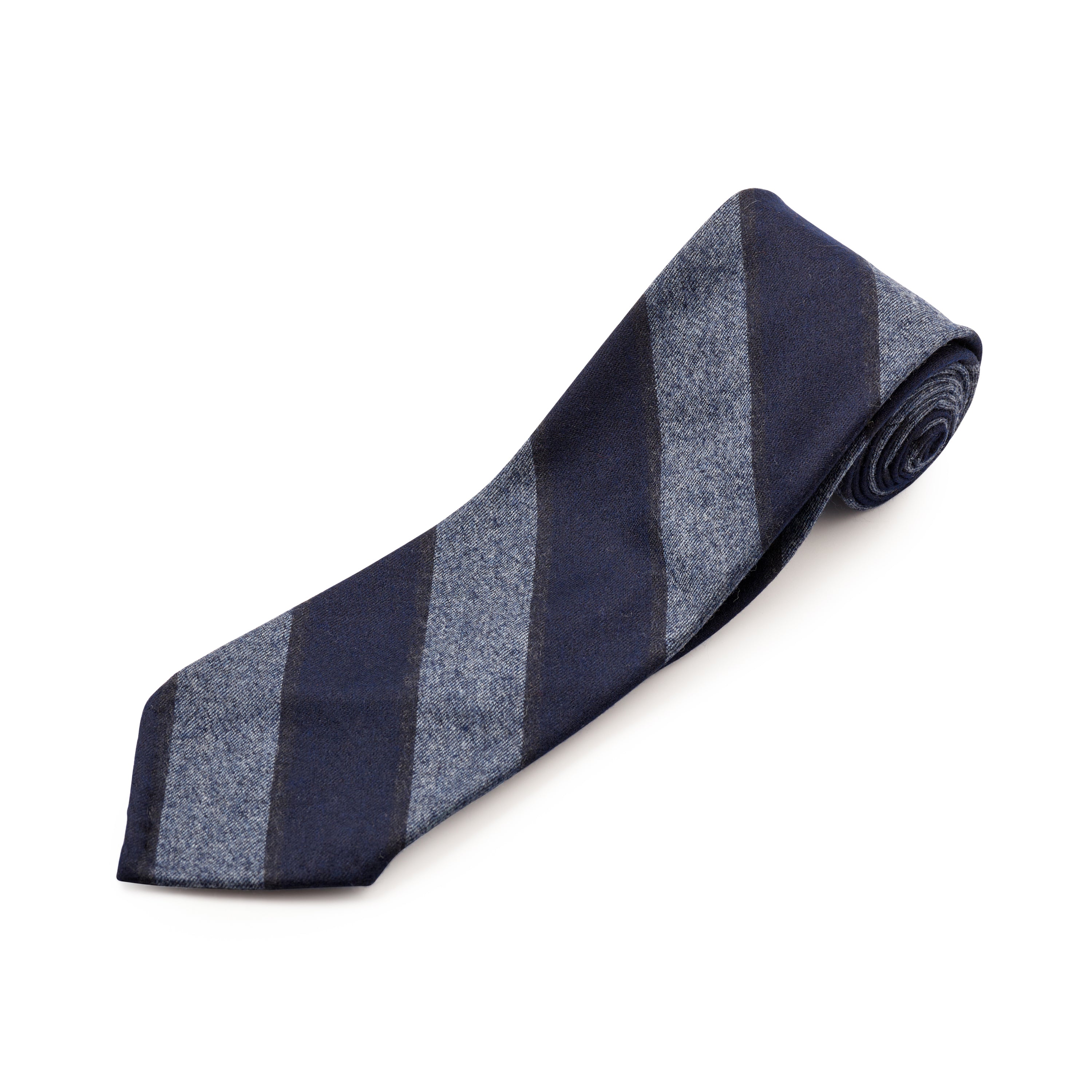 Fox Brothers Navy & Denim Boating Stripe flannel tie