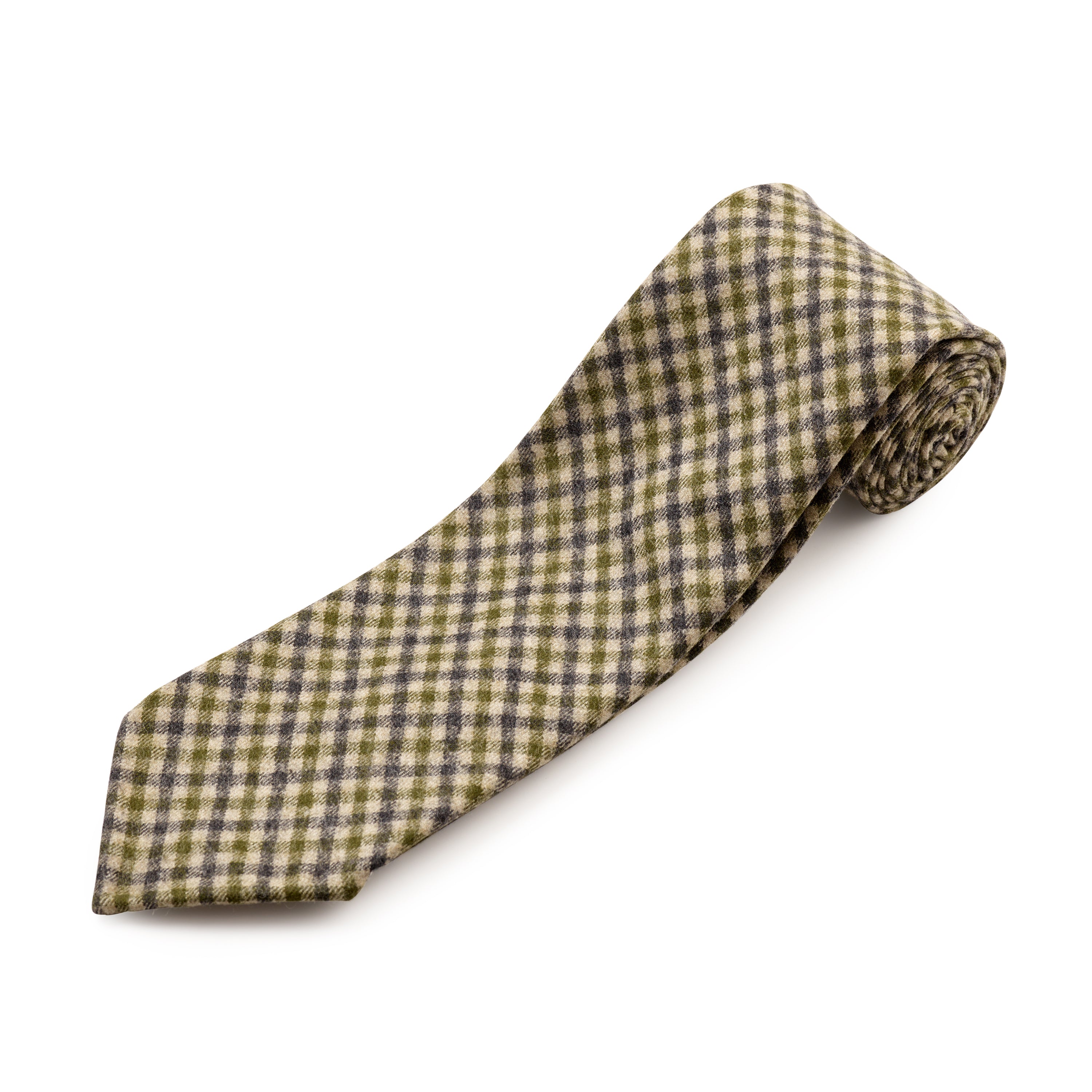 Fox brothers green & Charcoal microcheck flannel tie