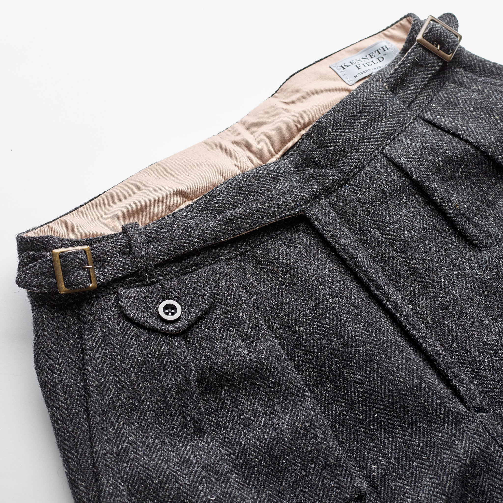 Kenneth Field x Fox Gurkha trousers Charcoal Herringbone