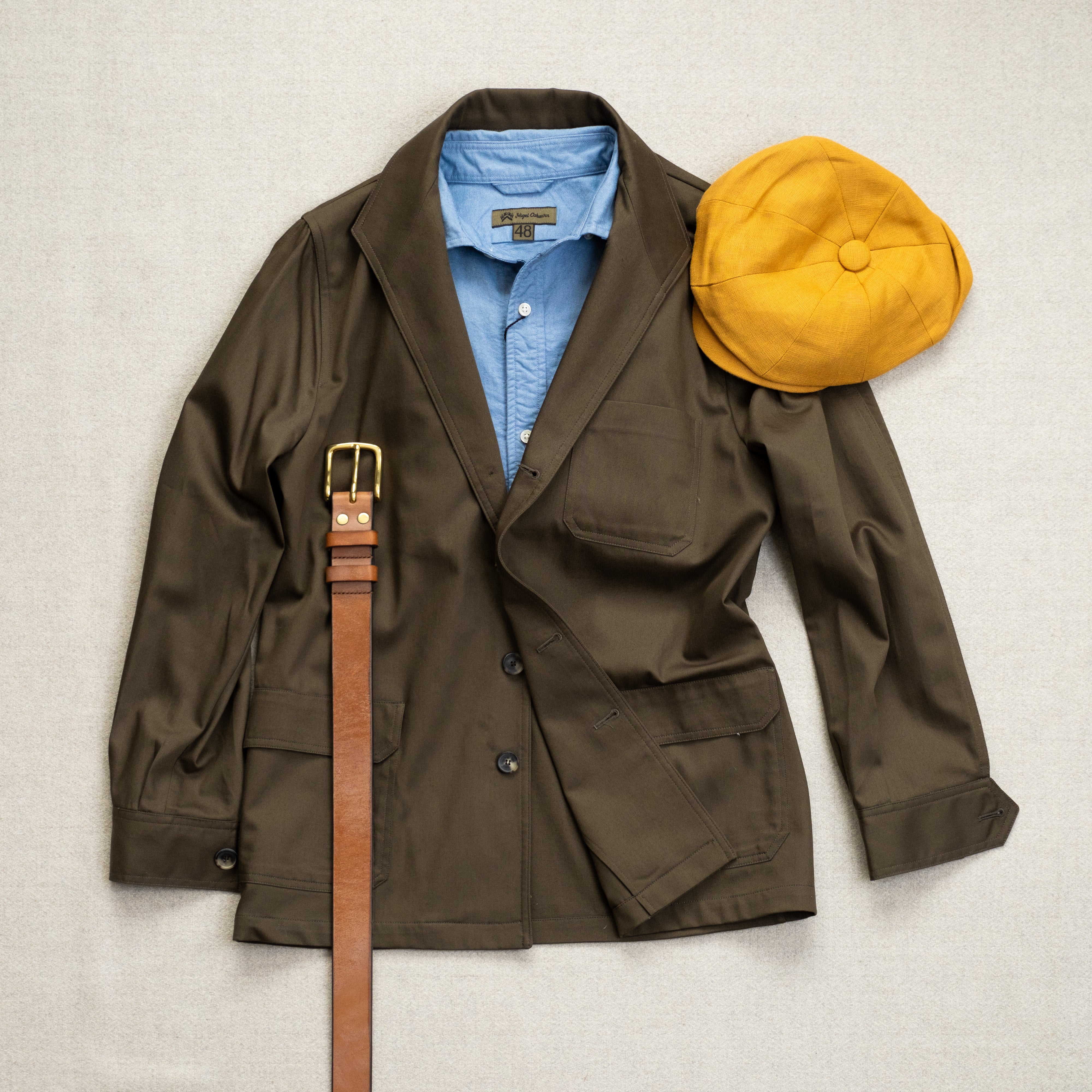 Fox Khaki Teba Jacket Made by Justo Gimeno x Fox Brothers