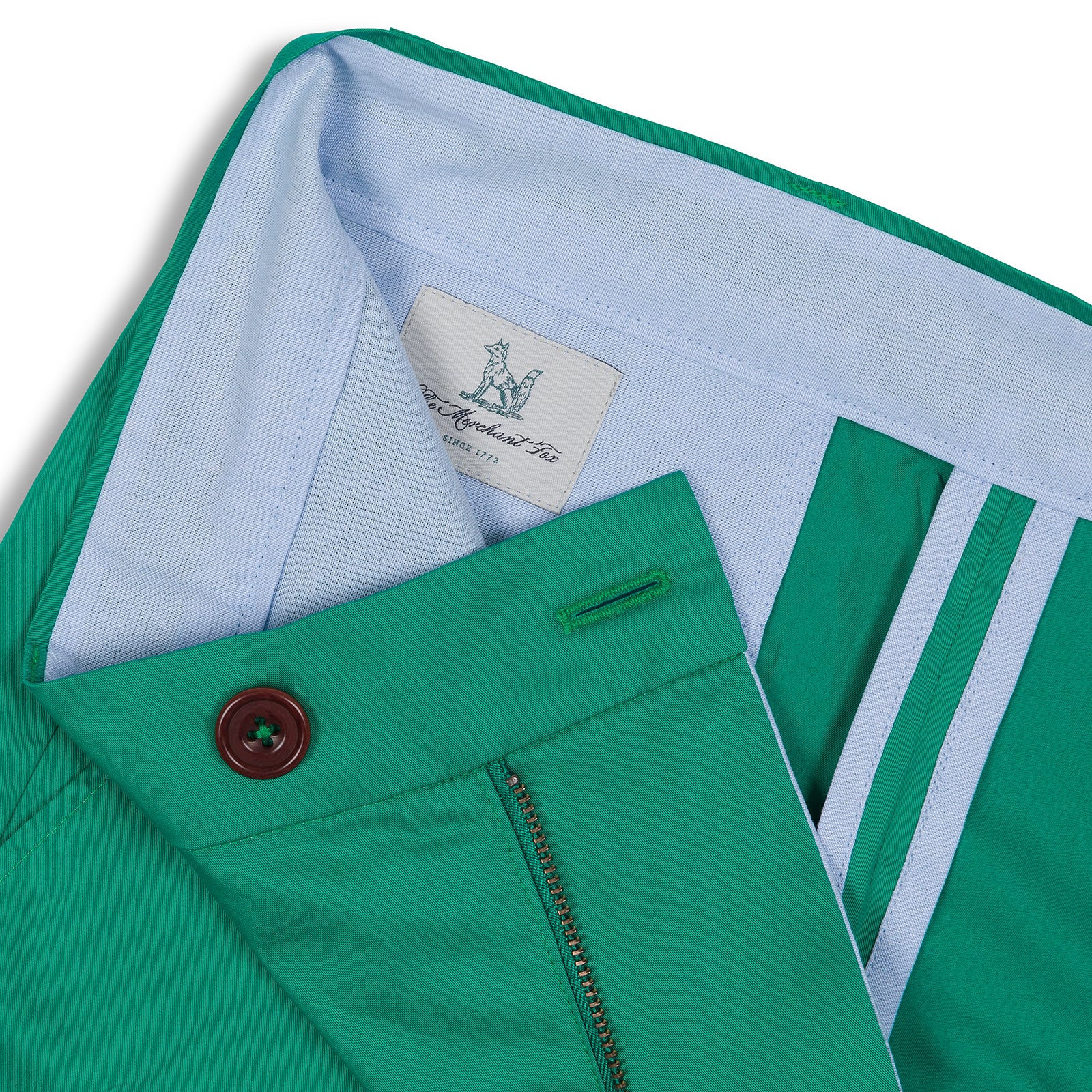 The Merchant Fox Cotton Shorts in Emerald Green