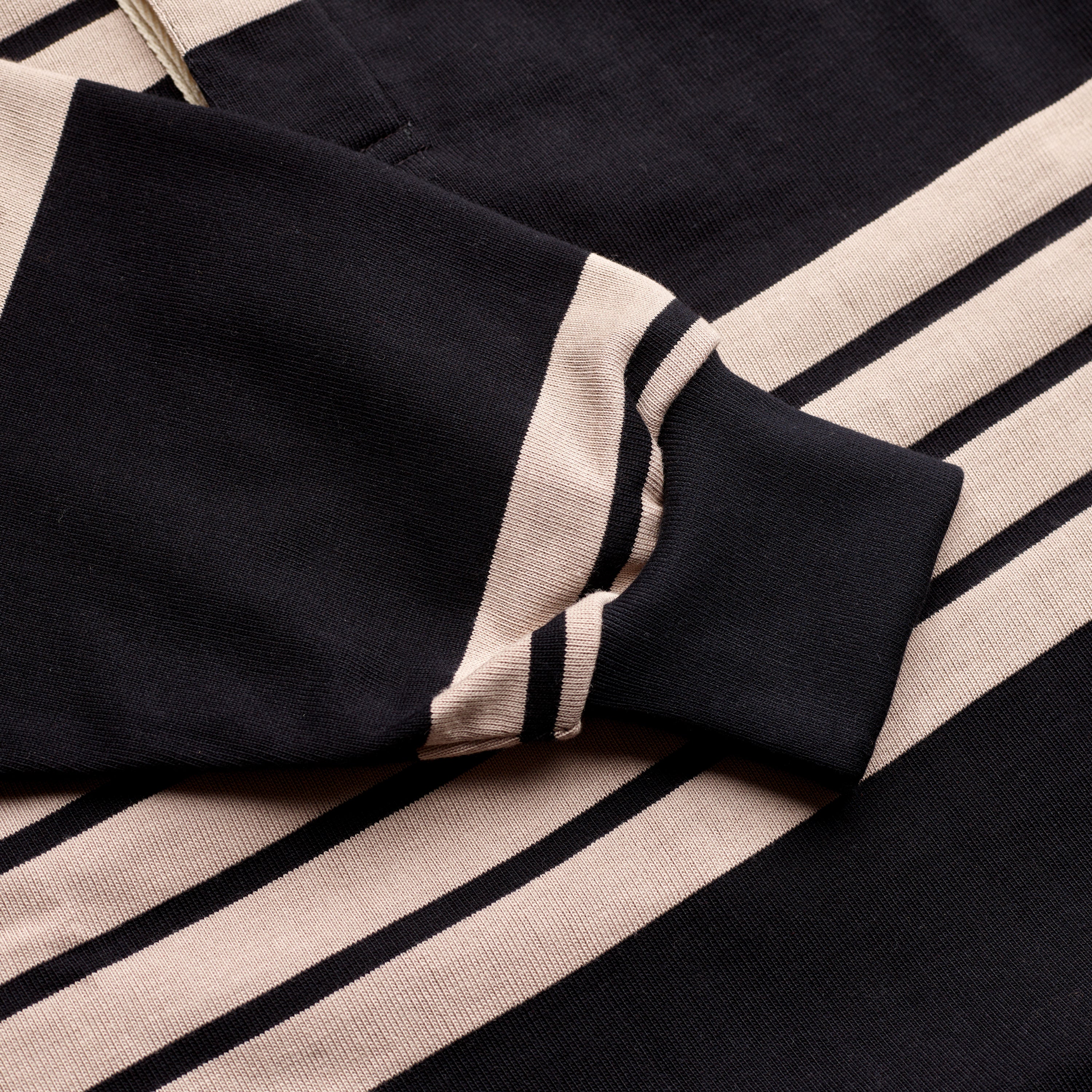 FOX x DR Heritage Rugby Shirt in Black & Khaki Stripe