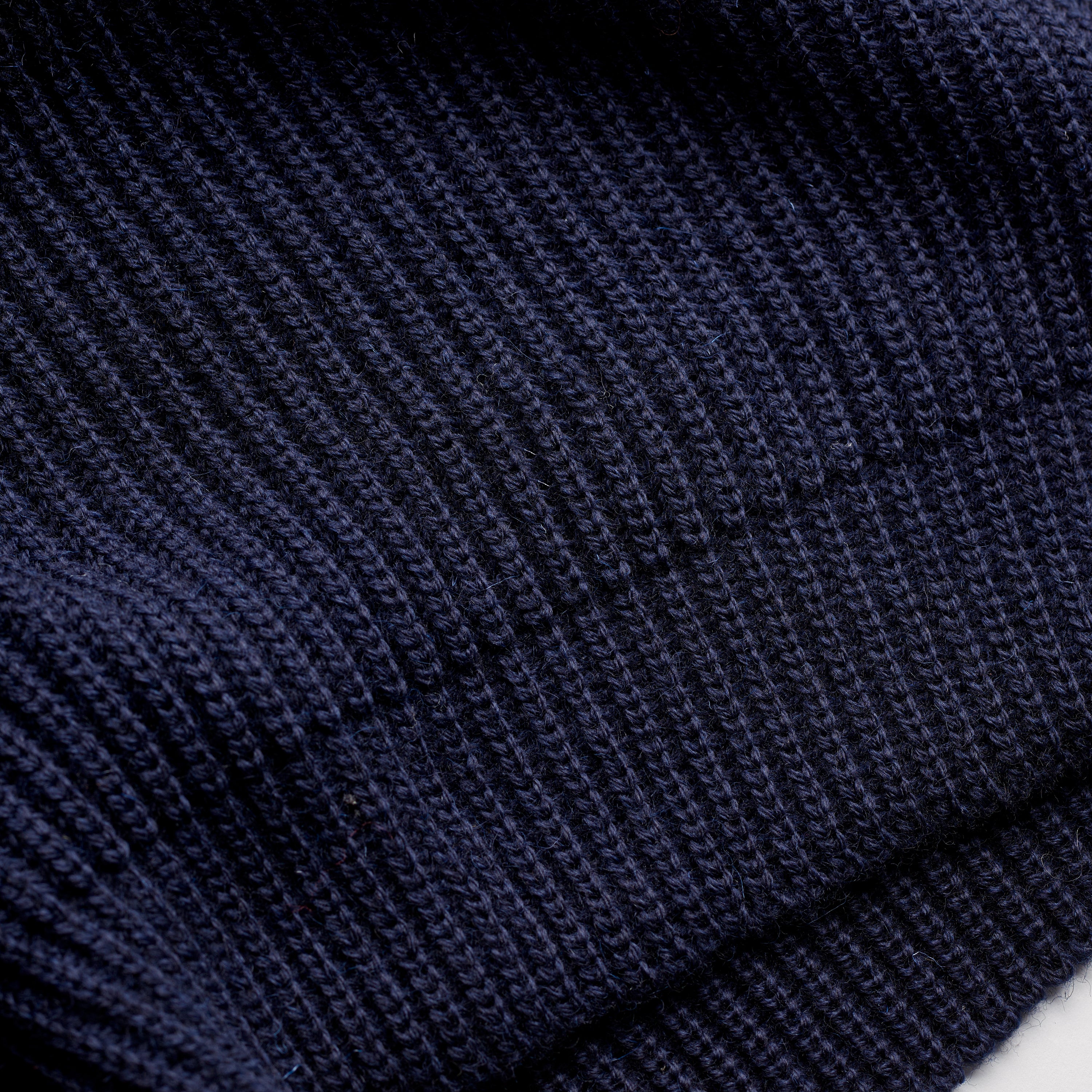 The Fisherman Ribbed Roll Neck Jumper in Navy