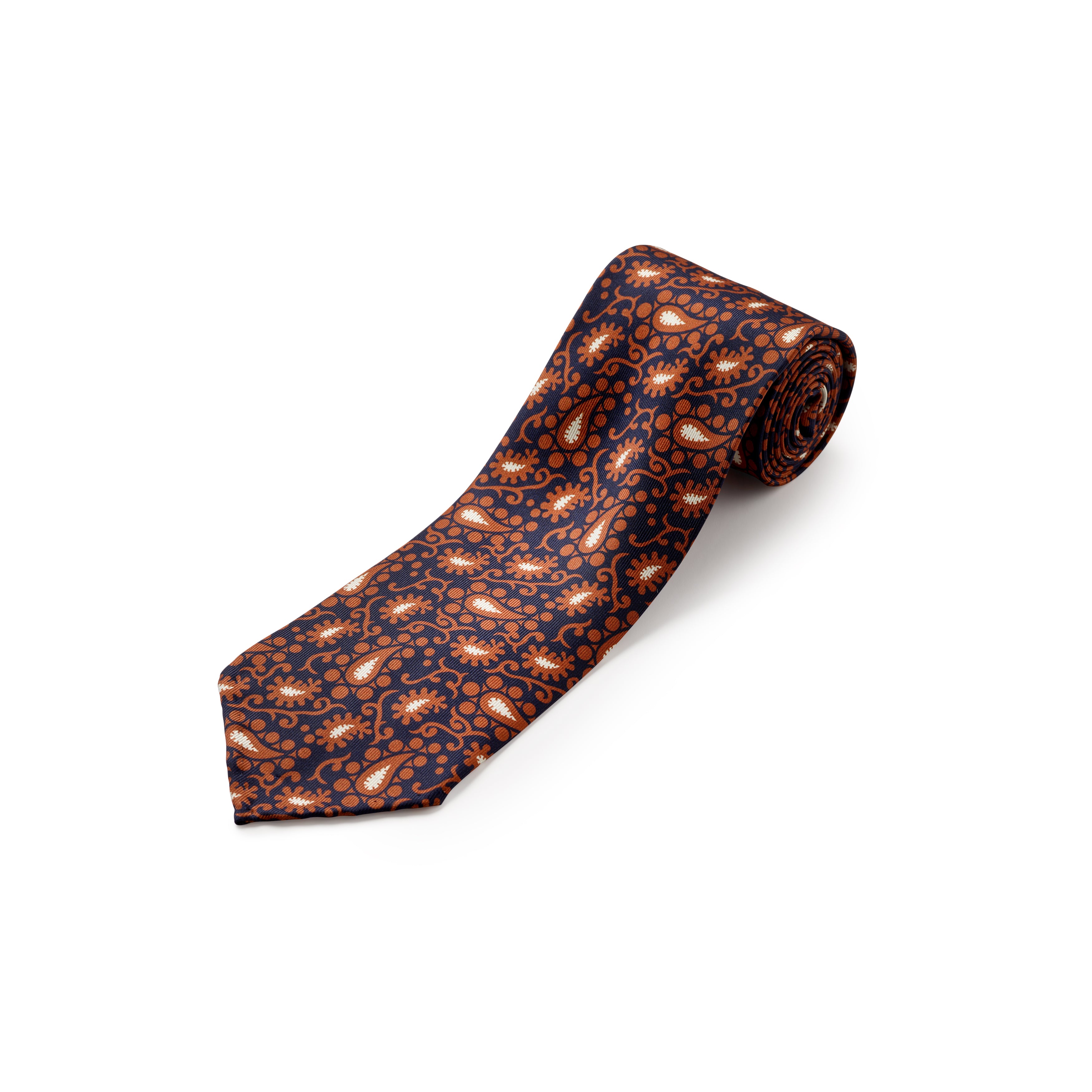 Tie Your Tie Navy & Brown Silk Abstract Floral Tie