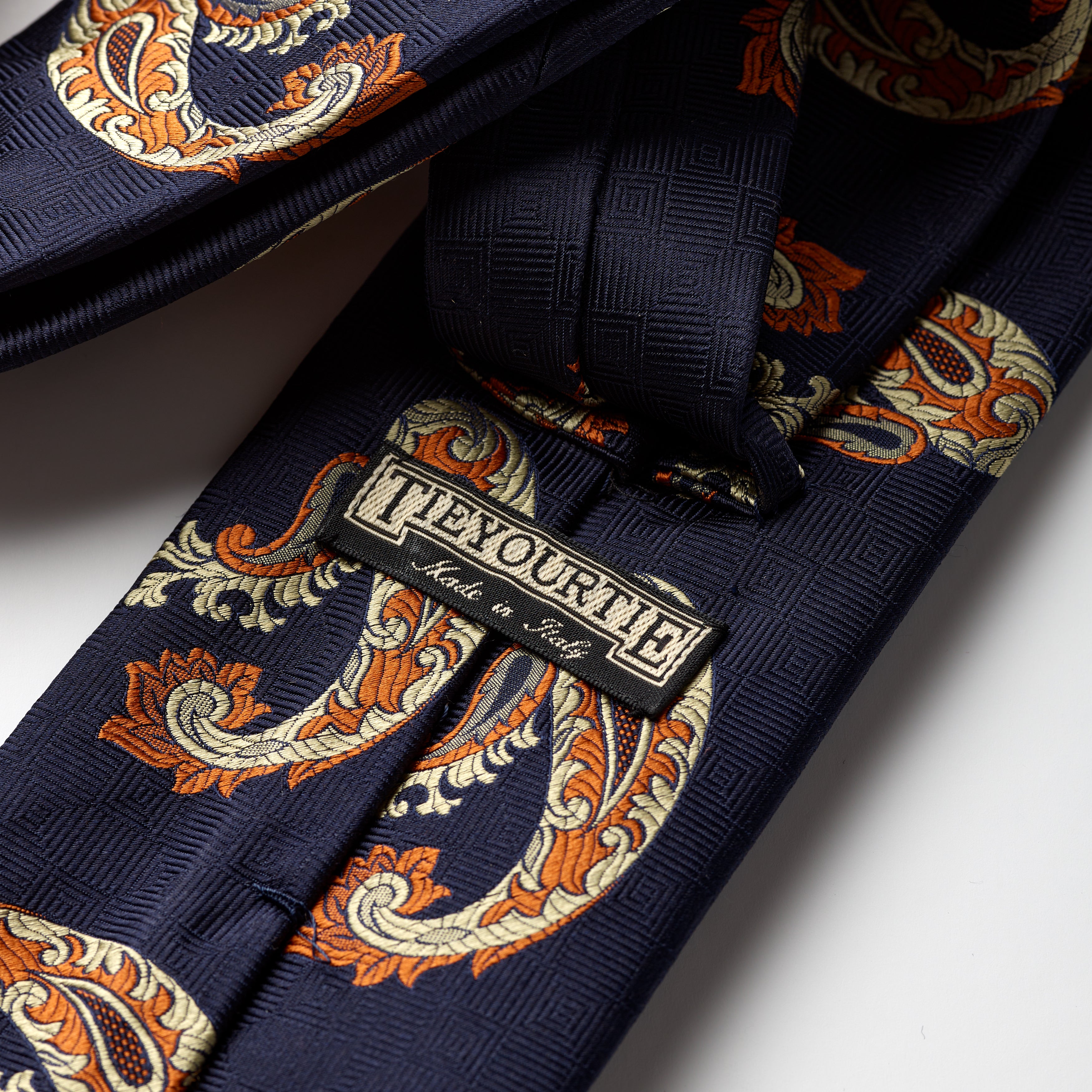 Tie Your Tie Navy Silk 3-Fold Paisley Tie