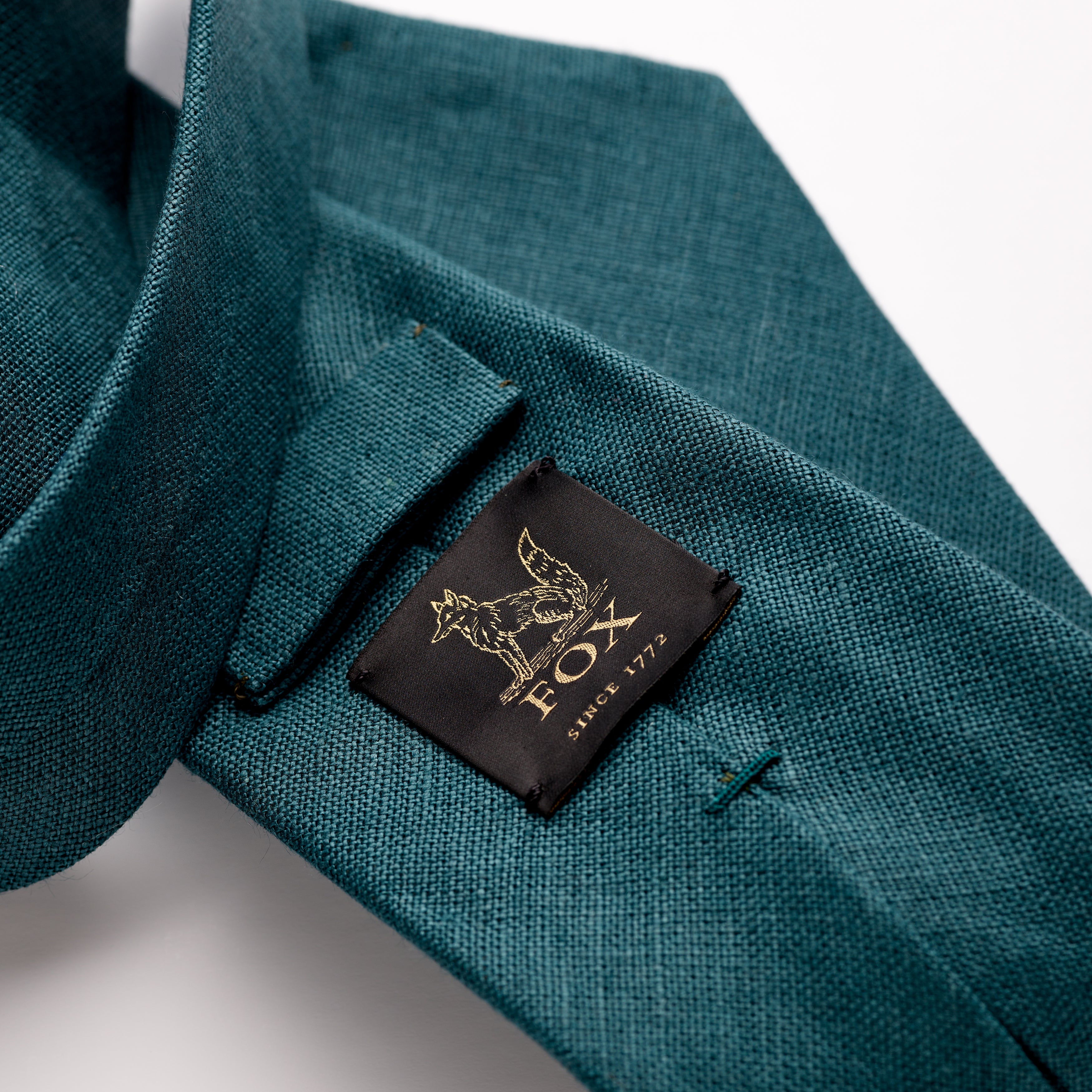 Fox 4 Fold Teal Linen Tie