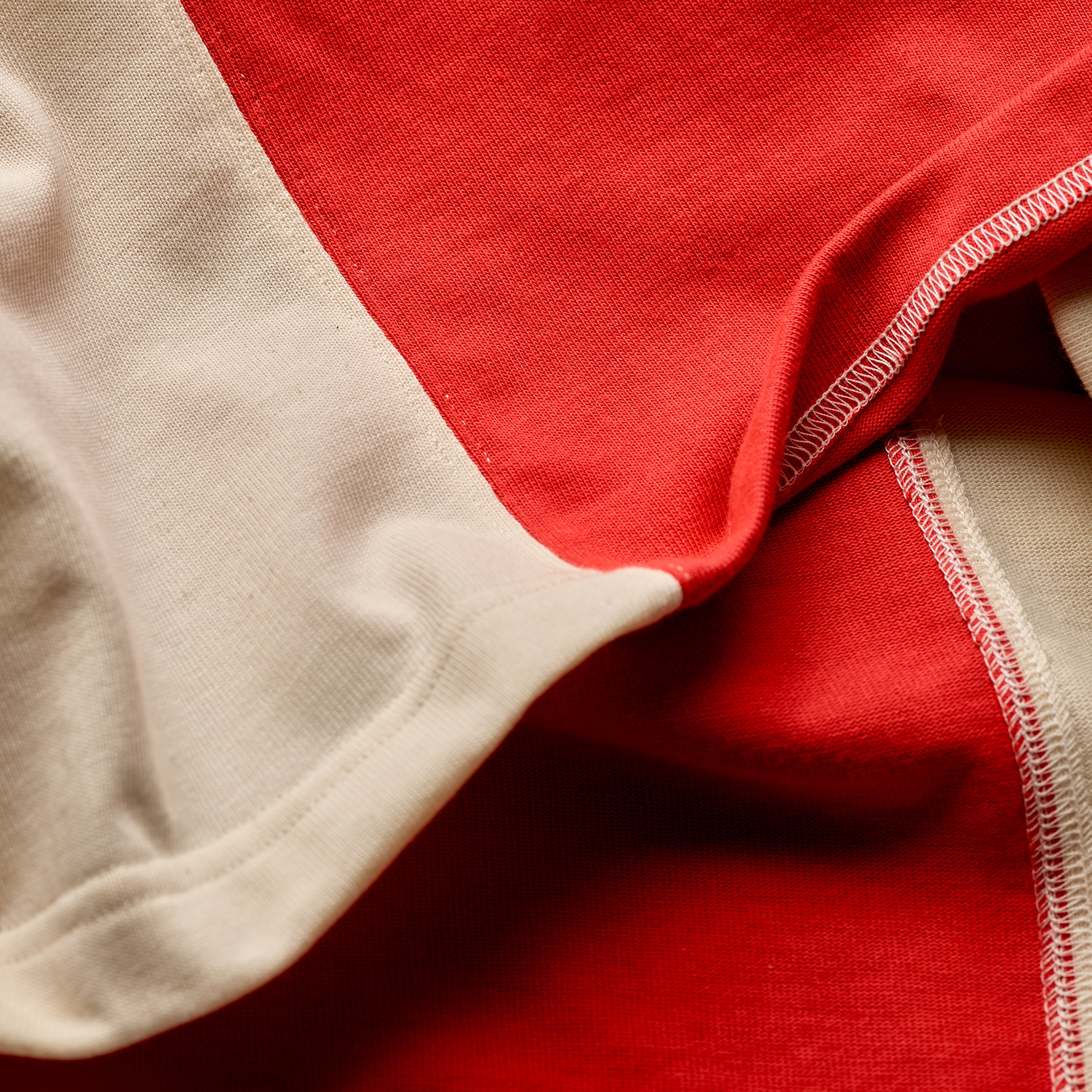 Fox Heritage Quartered Rugby Shirt in Red & Ecru