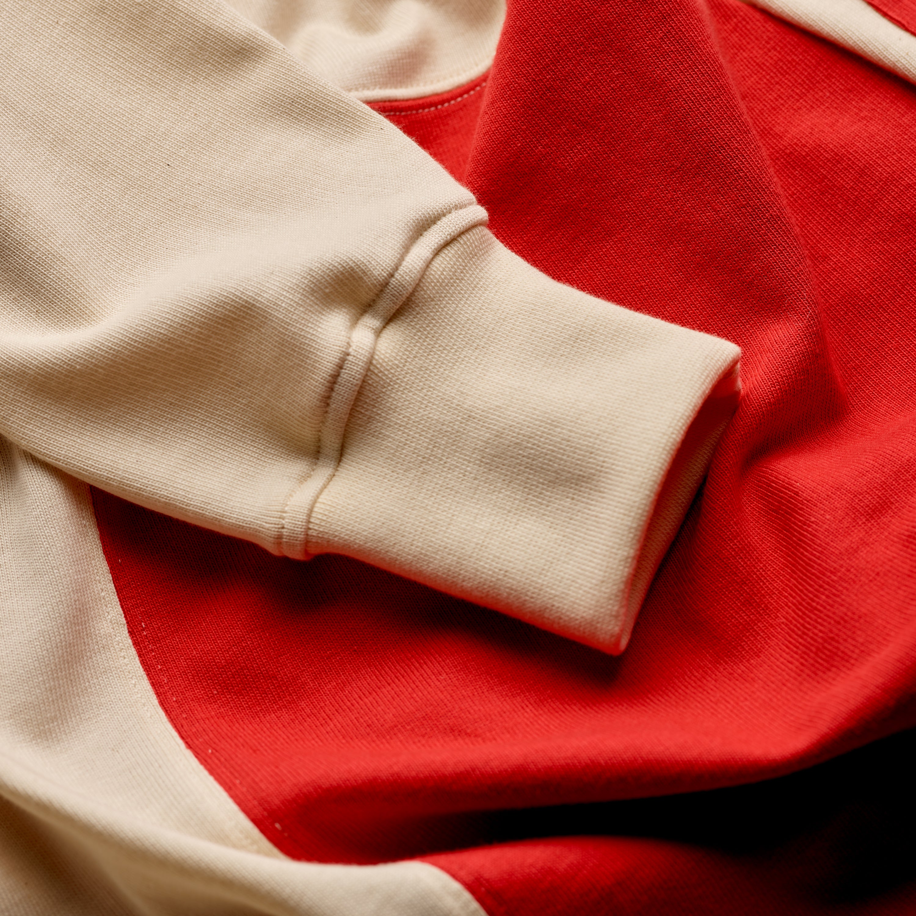 Fox Heritage Quartered Rugby Shirt in Red & Ecru