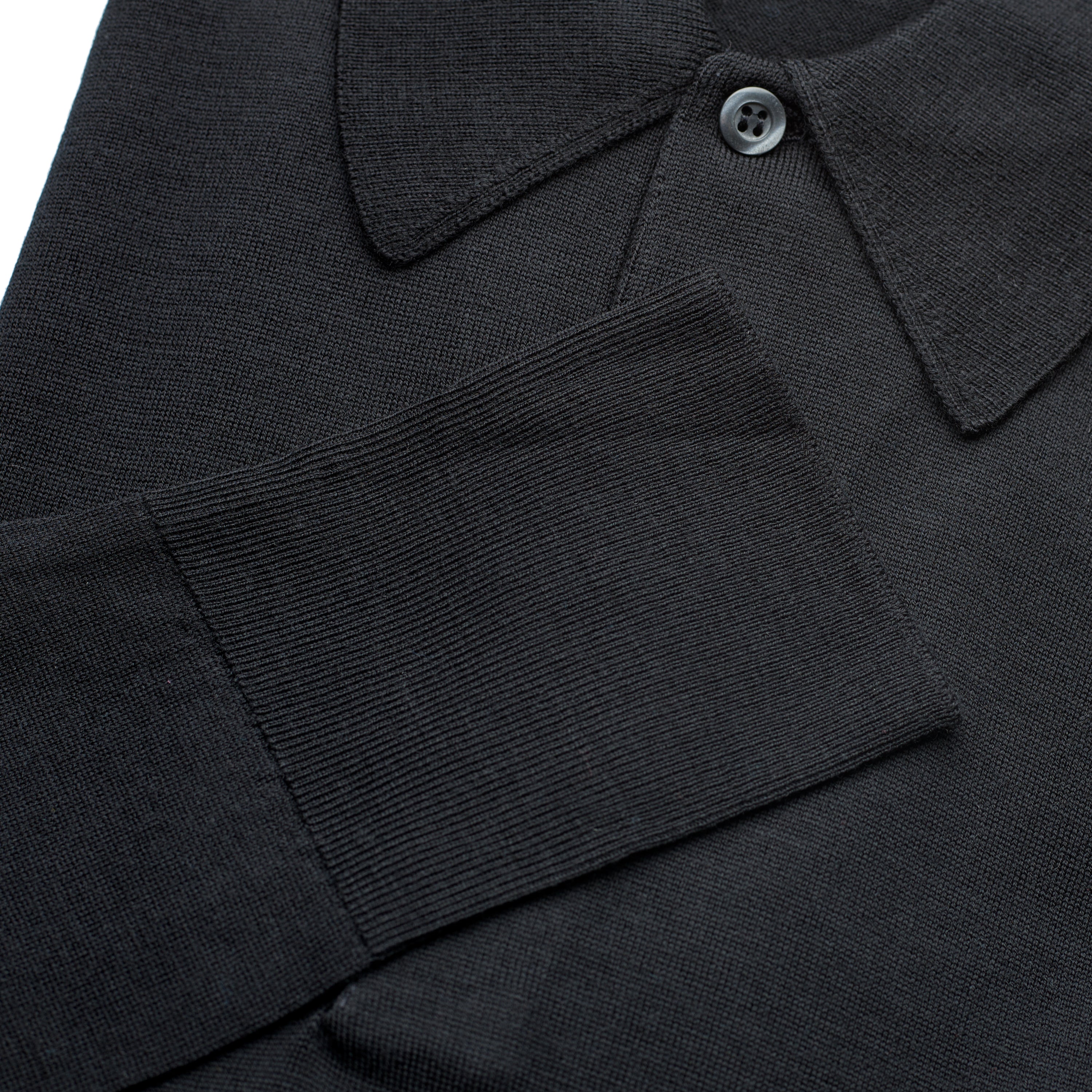 John Smedley Dorset Black Long Sleeve Polo Shirt