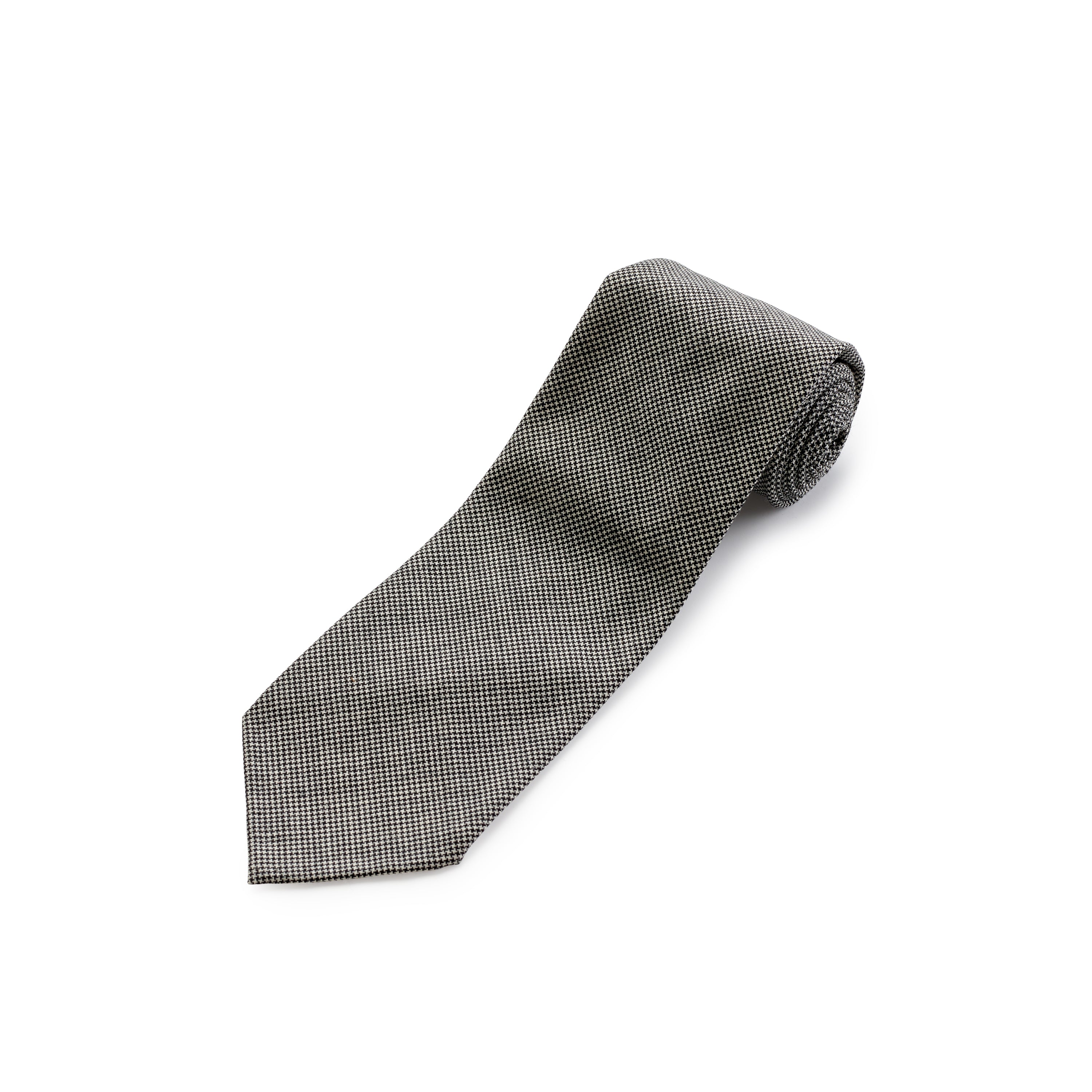 Fox 3 Fold Black and White Puppytooth Worsted Tie