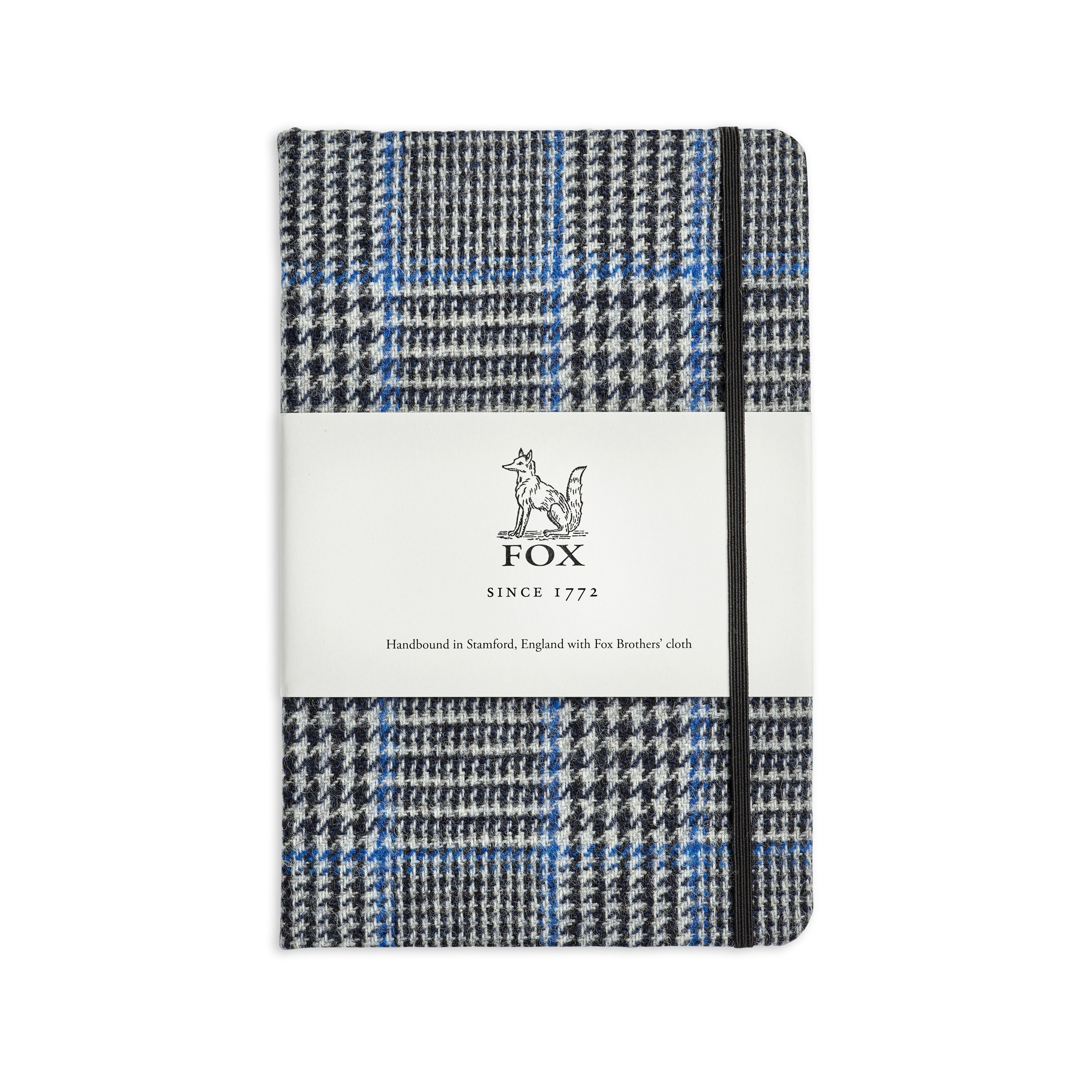 Fox Black & Ecru Glen Check with Blue Deco Medium Notebook