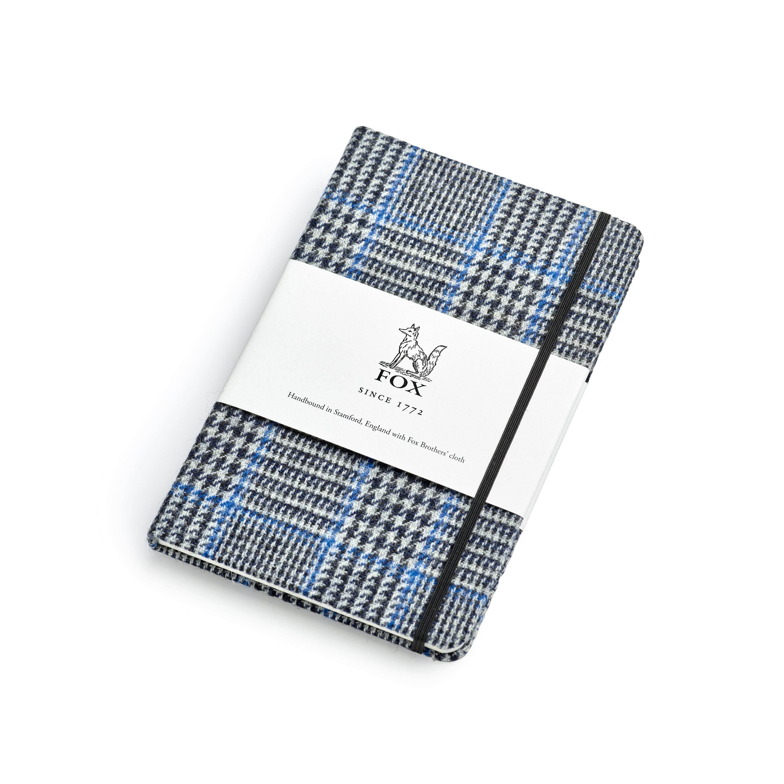 Fox Black & Ecru Glen Check with Blue Deco Medium Notebook