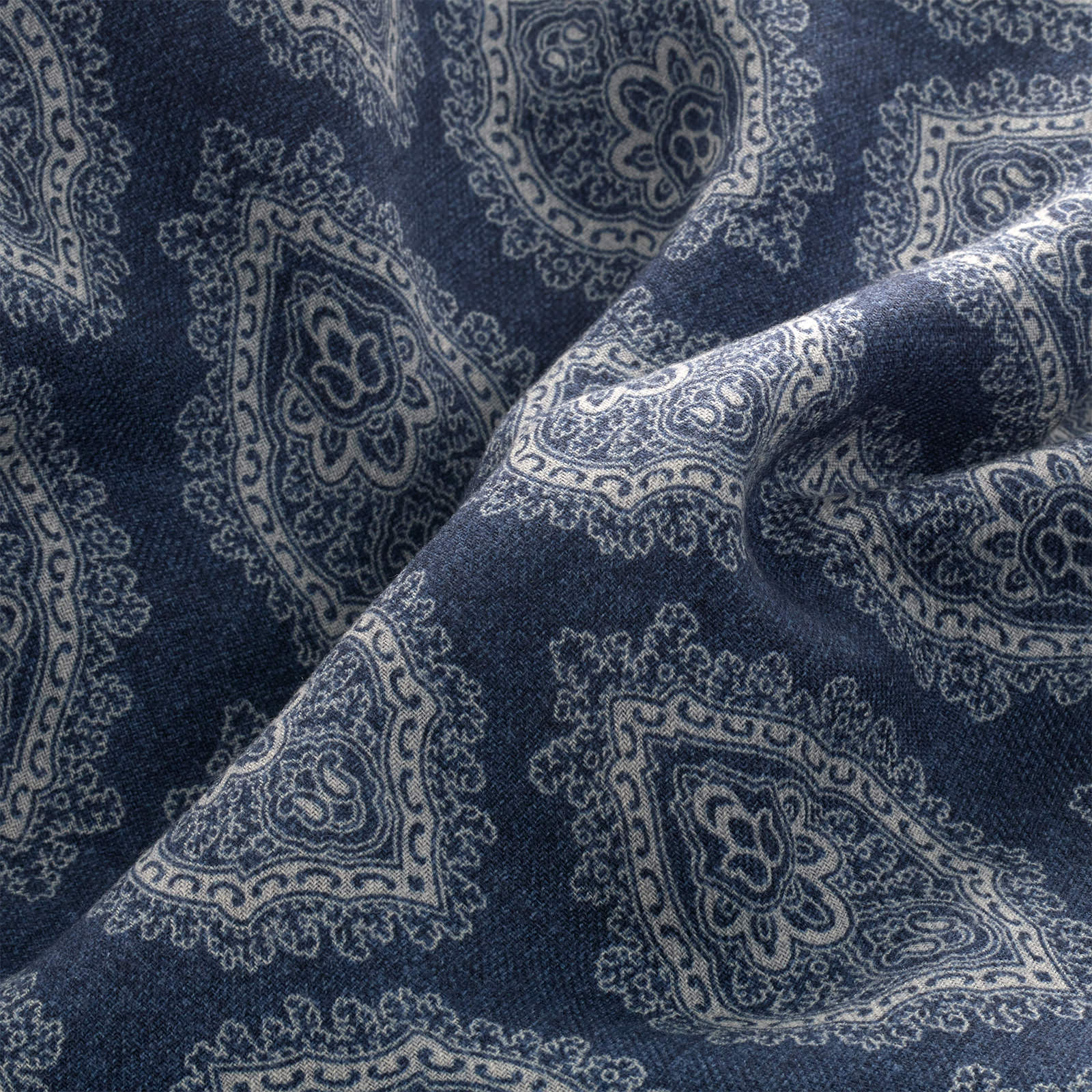 Paolo Albizzati Navy Damask Wool Scarf