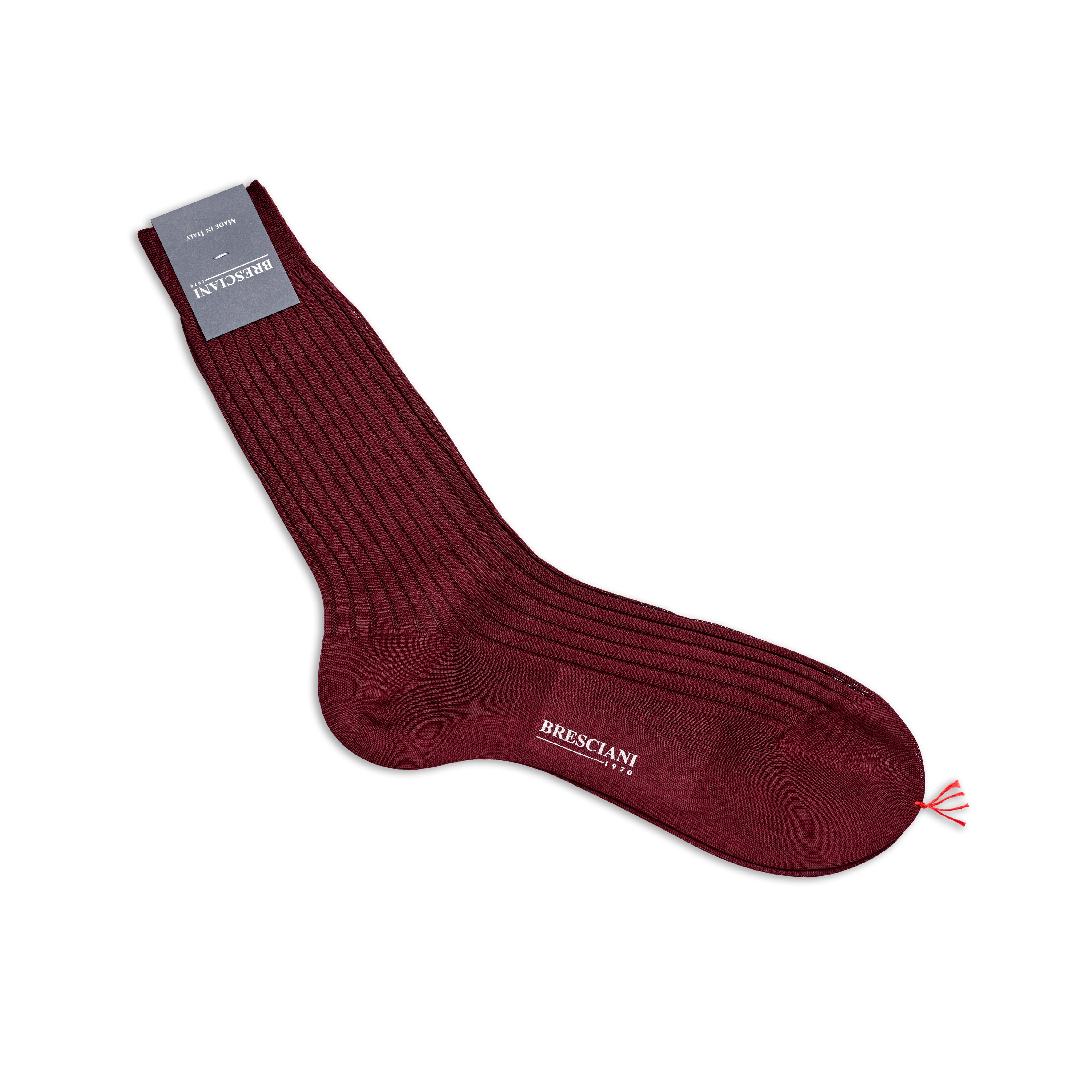 Bresciani Mens Short Sock: Merlot Red
