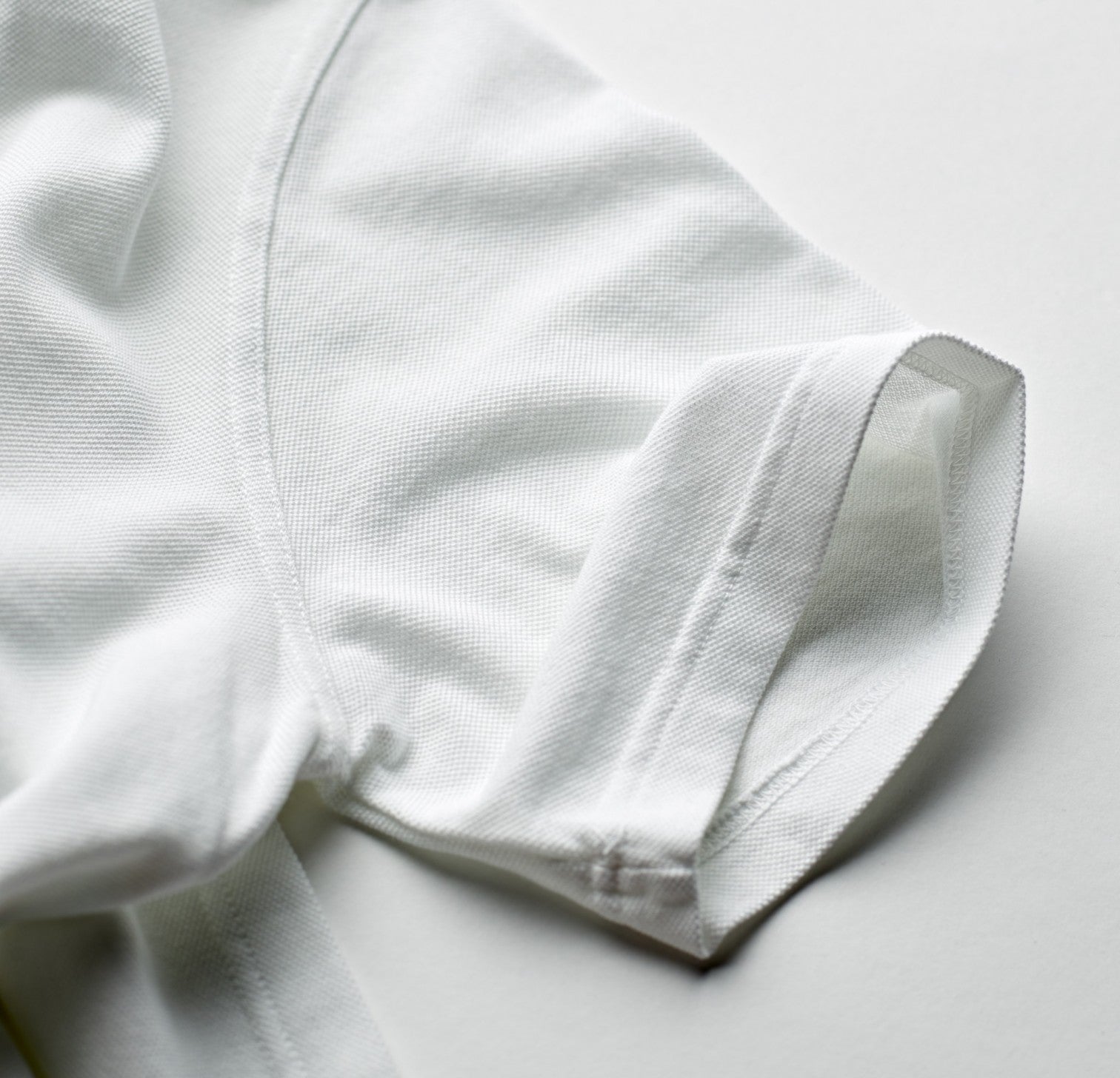 Fedeli Classic Short Sleeve Knitted Pique Polo Shirt Optic White Sleeve