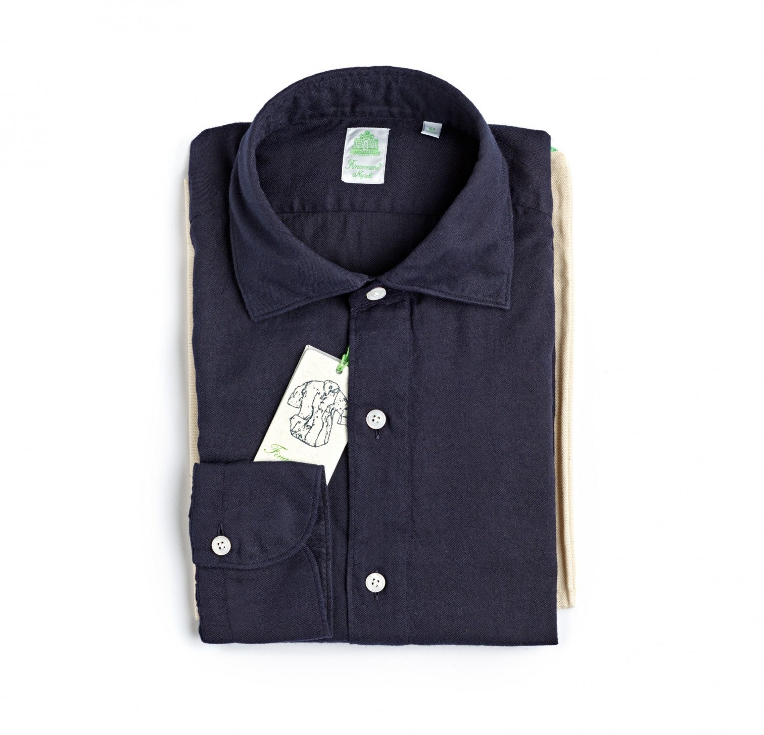 Finamore Cotton Flannel Navy Shirt