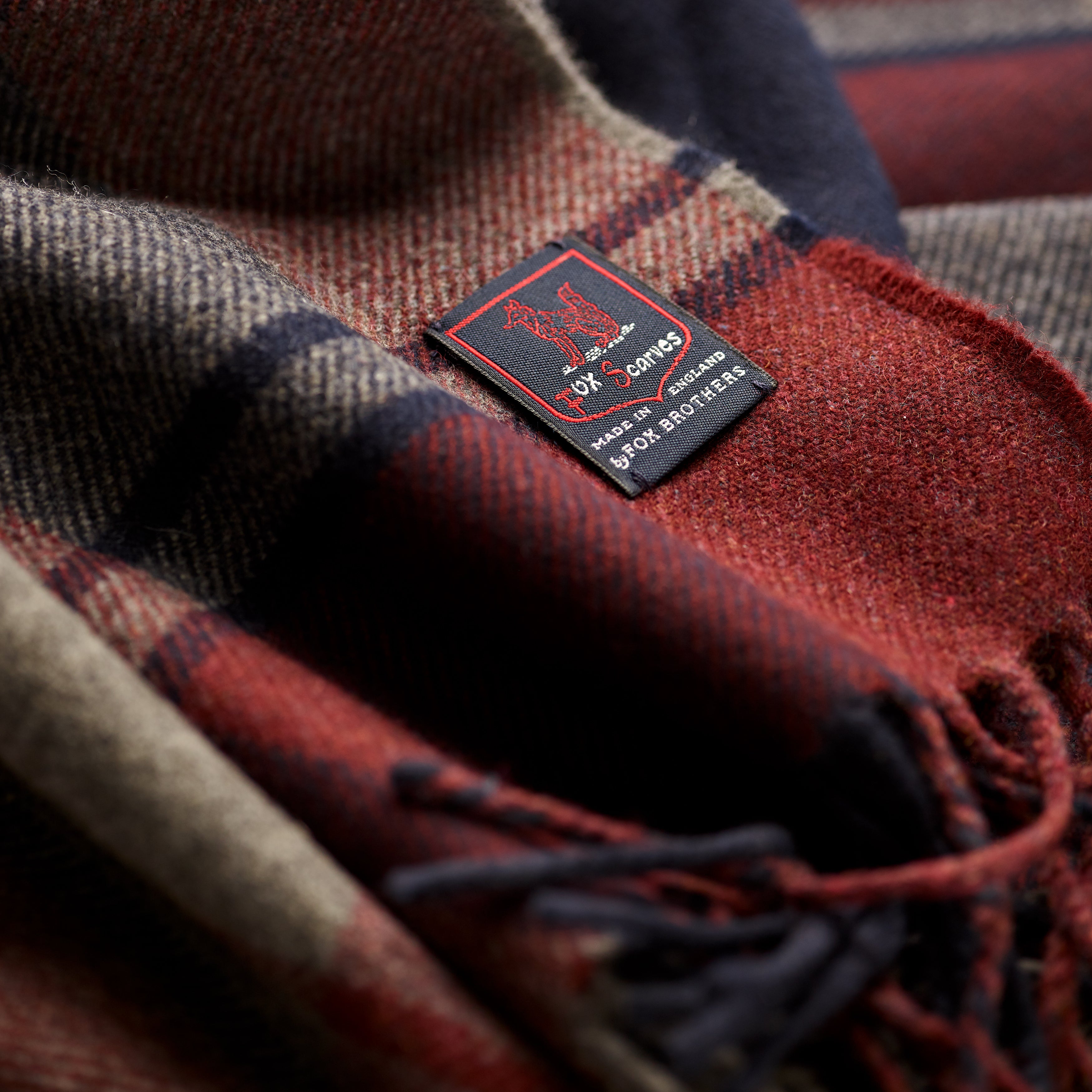 FoxBrothers-Luxury-51%-Cashmere-49%-Merino-Wool-Scarf-Wine-Navy-check.