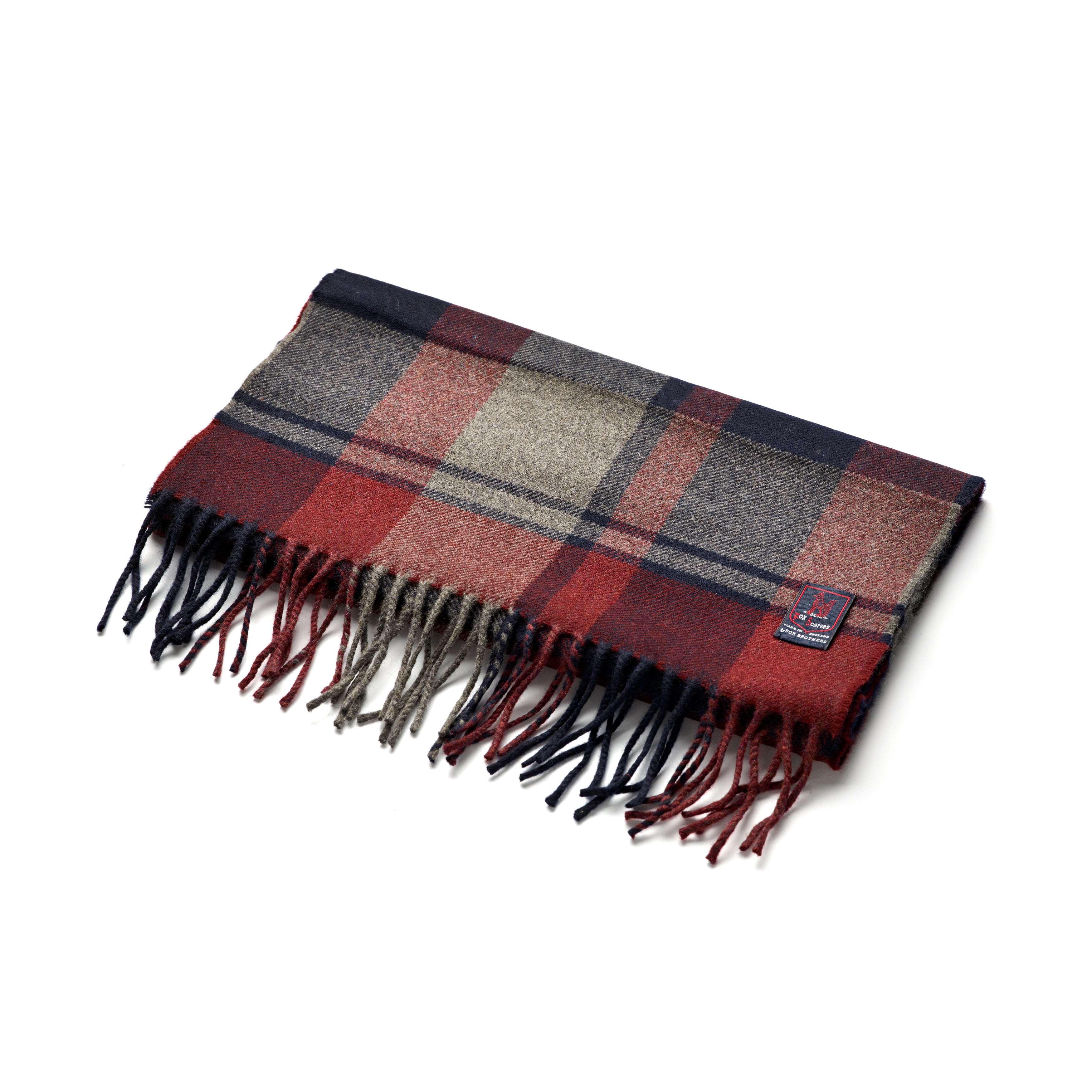 FoxBrothers-Luxury-51%-Cashmere-49%-Merino-Wool-Scarf-Wine-Navy-Check.