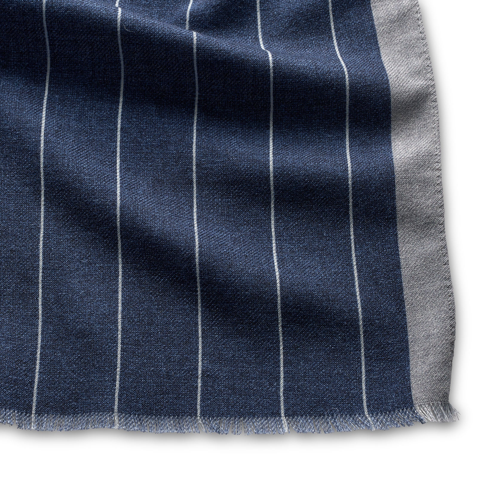 Paolo Albizzati Navy Pinstripe Wool Scarf