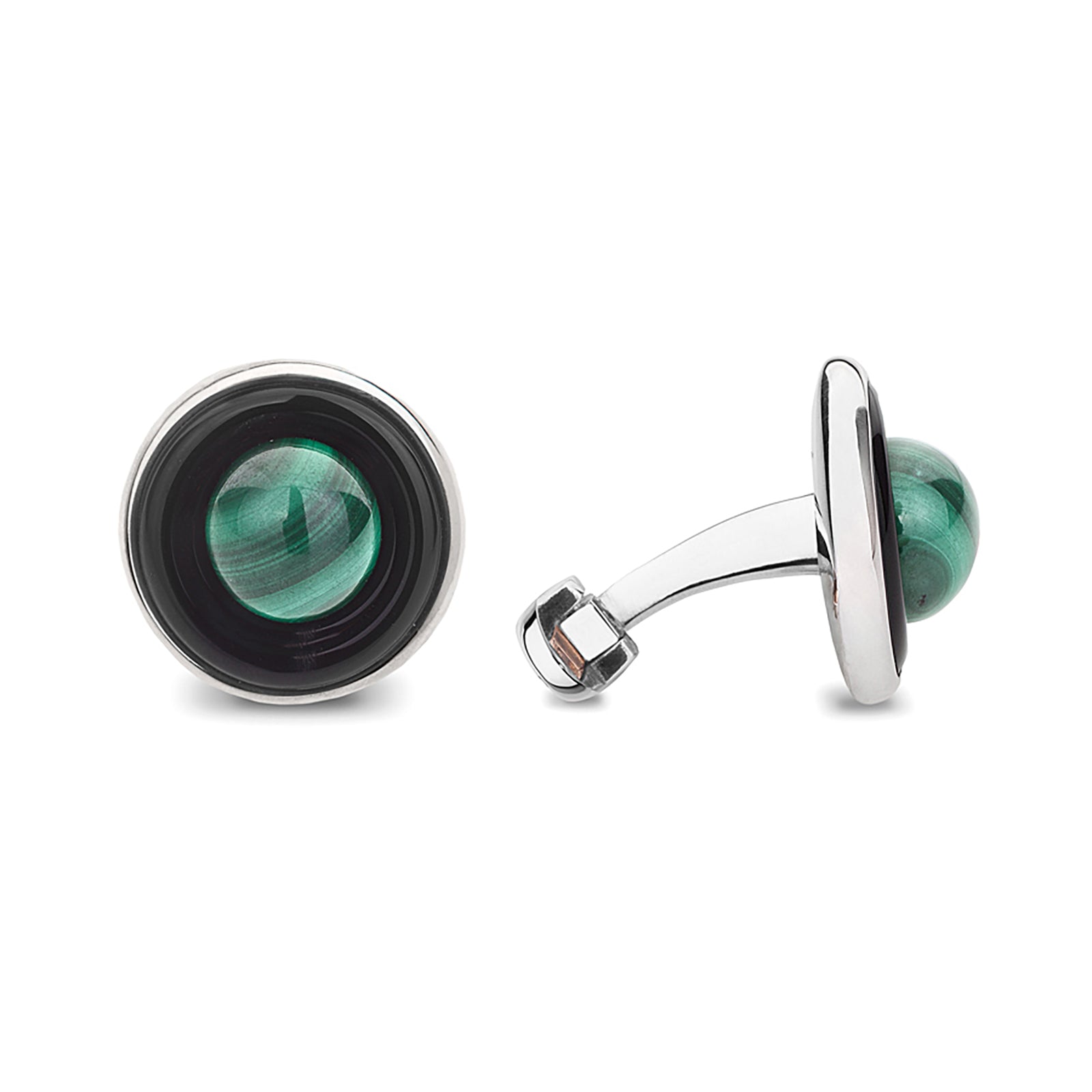 Crash Black Onyx Malachite Sterling Silver Cufflinks