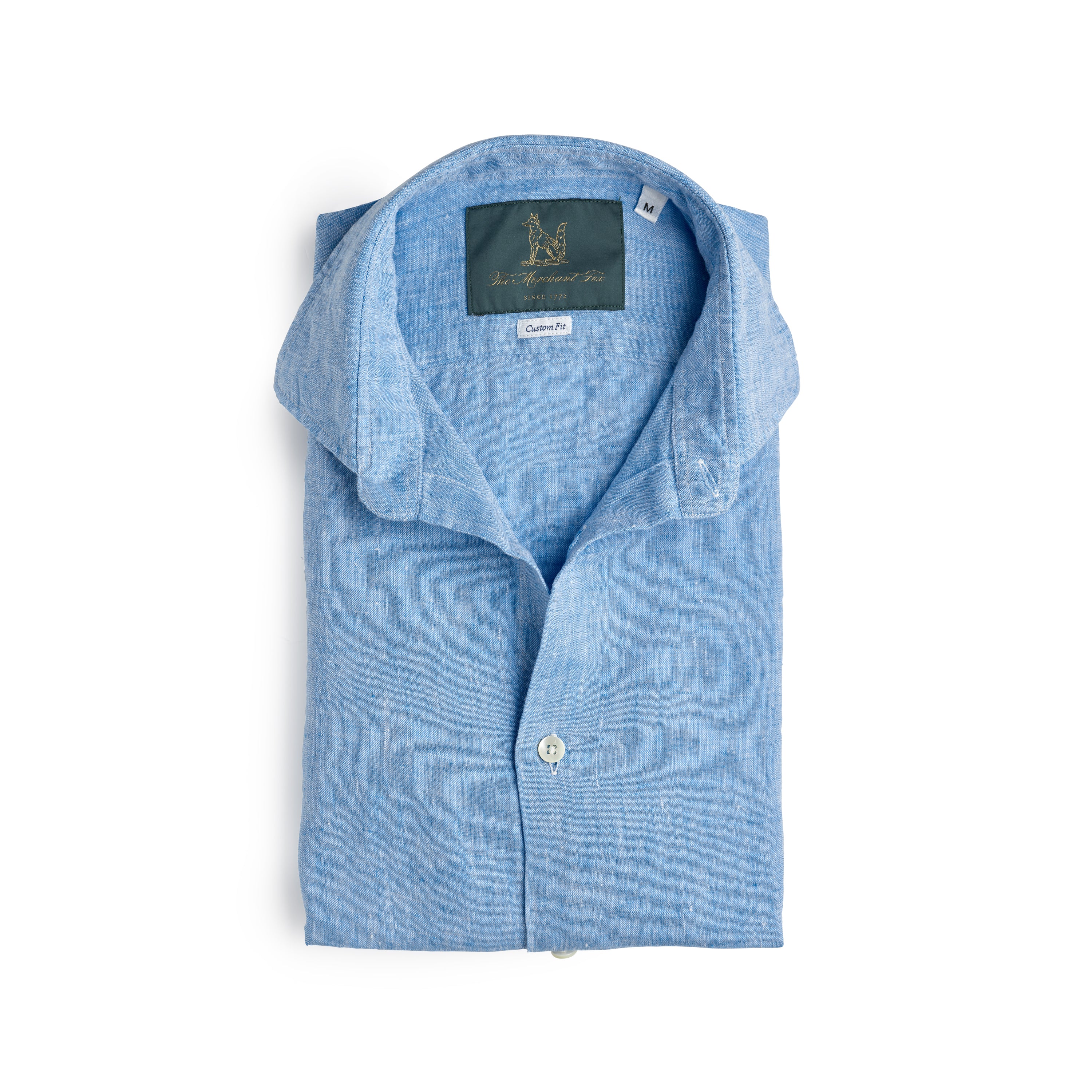 Spread Collar Linen Shirt in Sky Blue