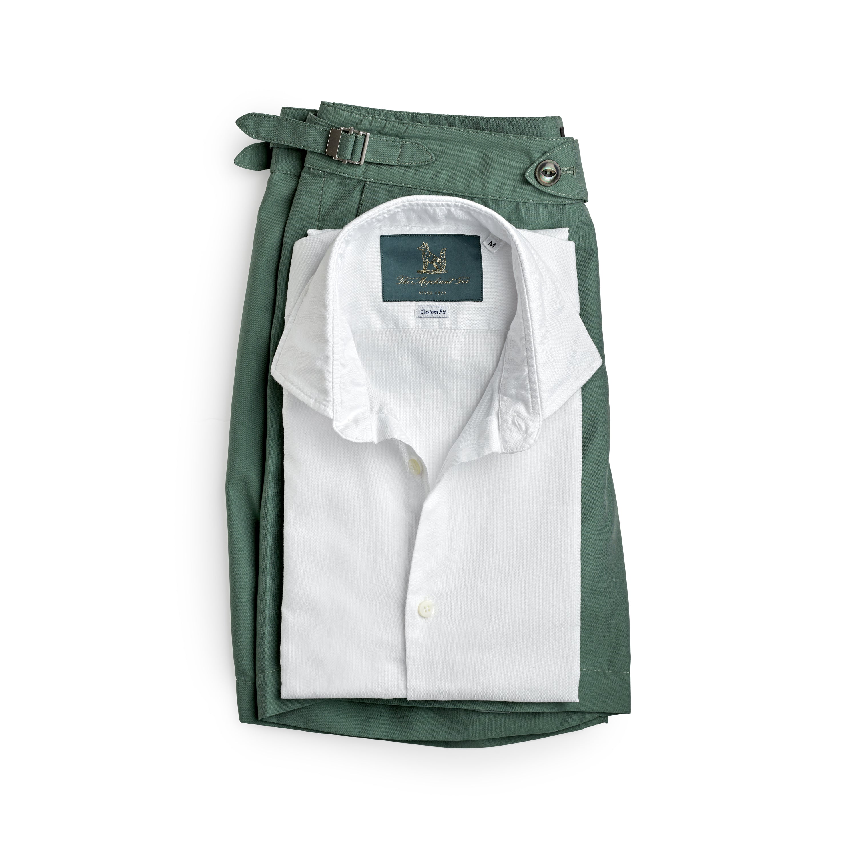 Spread Collar Oxford Cotton Shirt in White