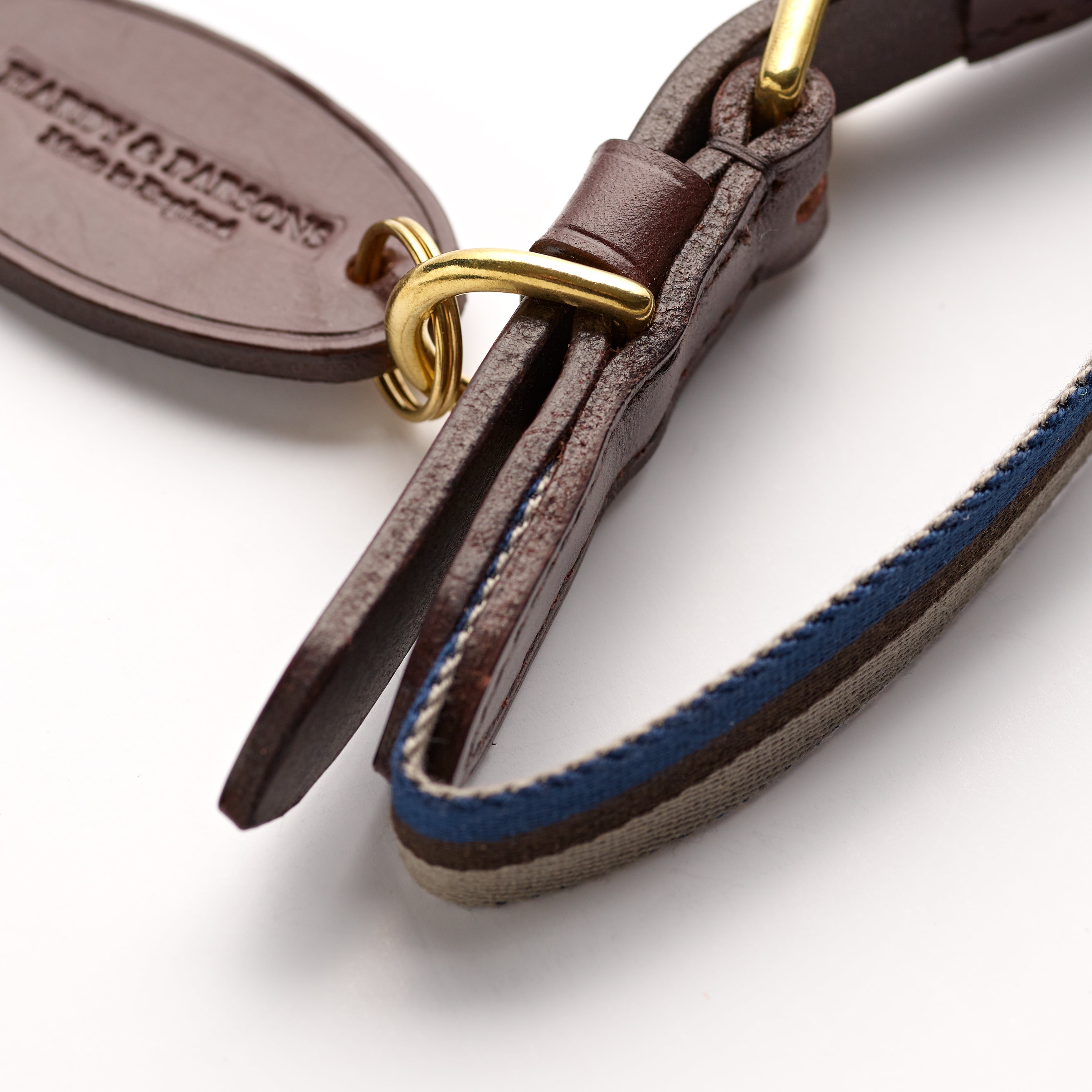 The Bredon Bridle Leather Regimental Blue Dog Collar