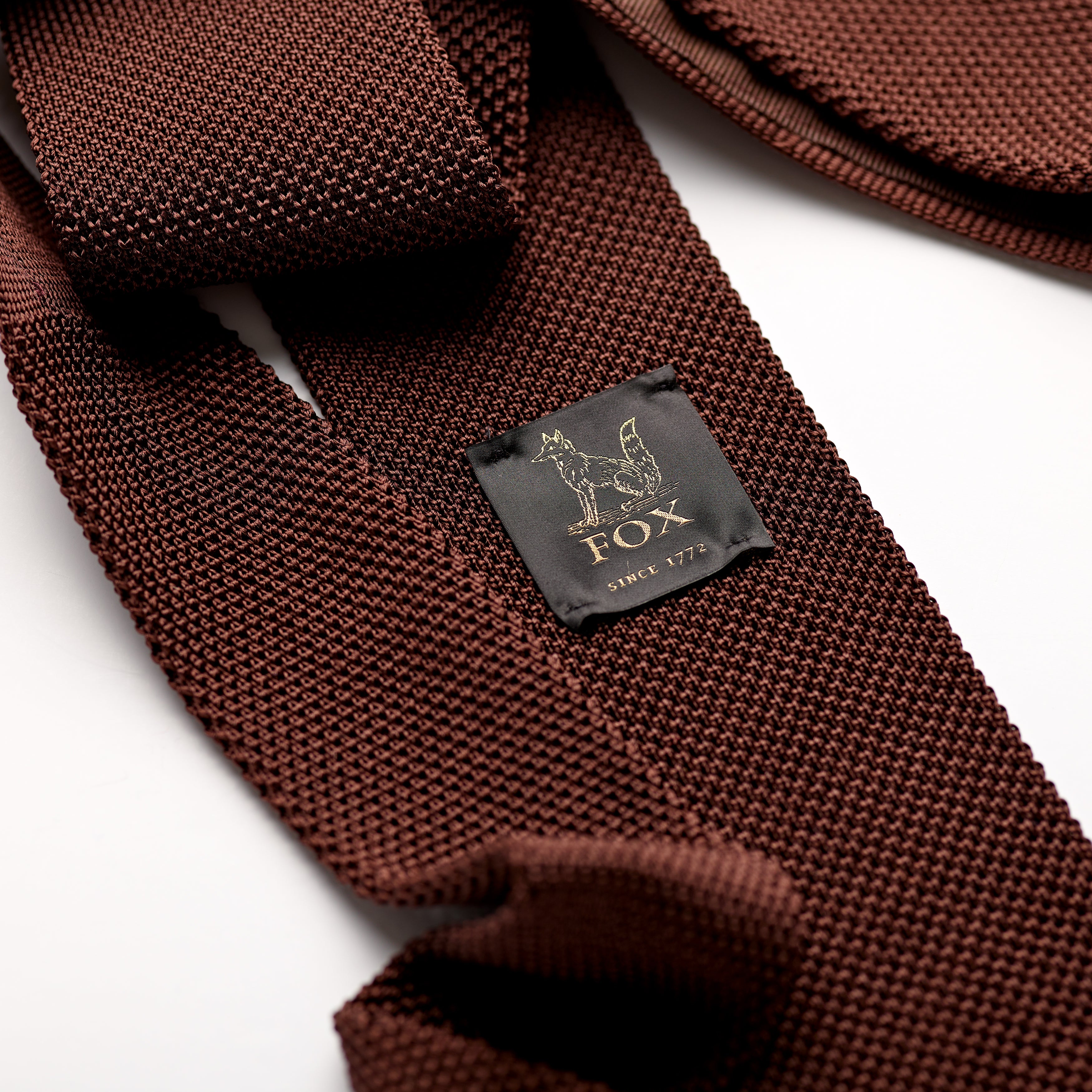 Espresso Brown Plain Silk Knitted Tie Label