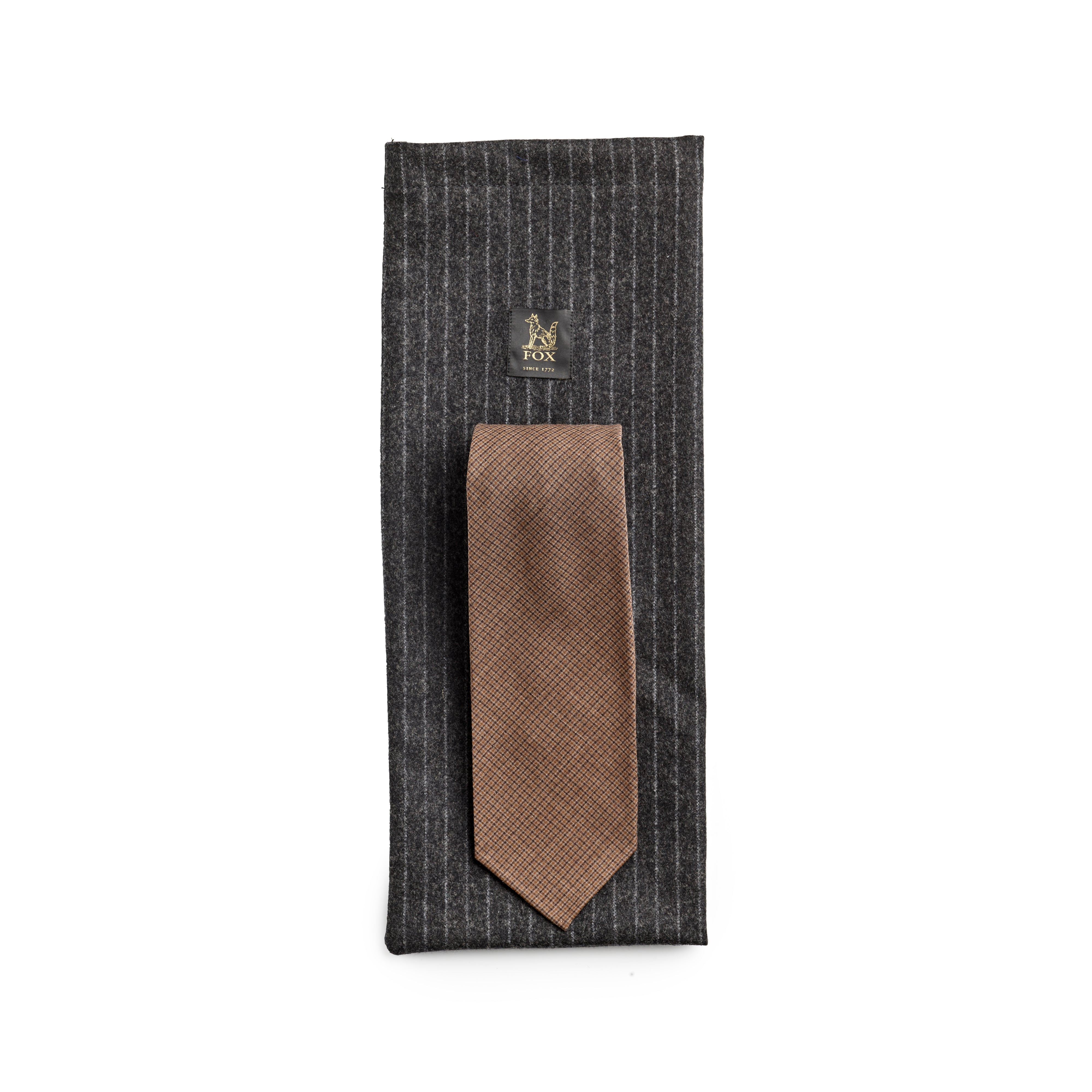 Fox 4 Fold Chestnut Micro Check Worsted tie