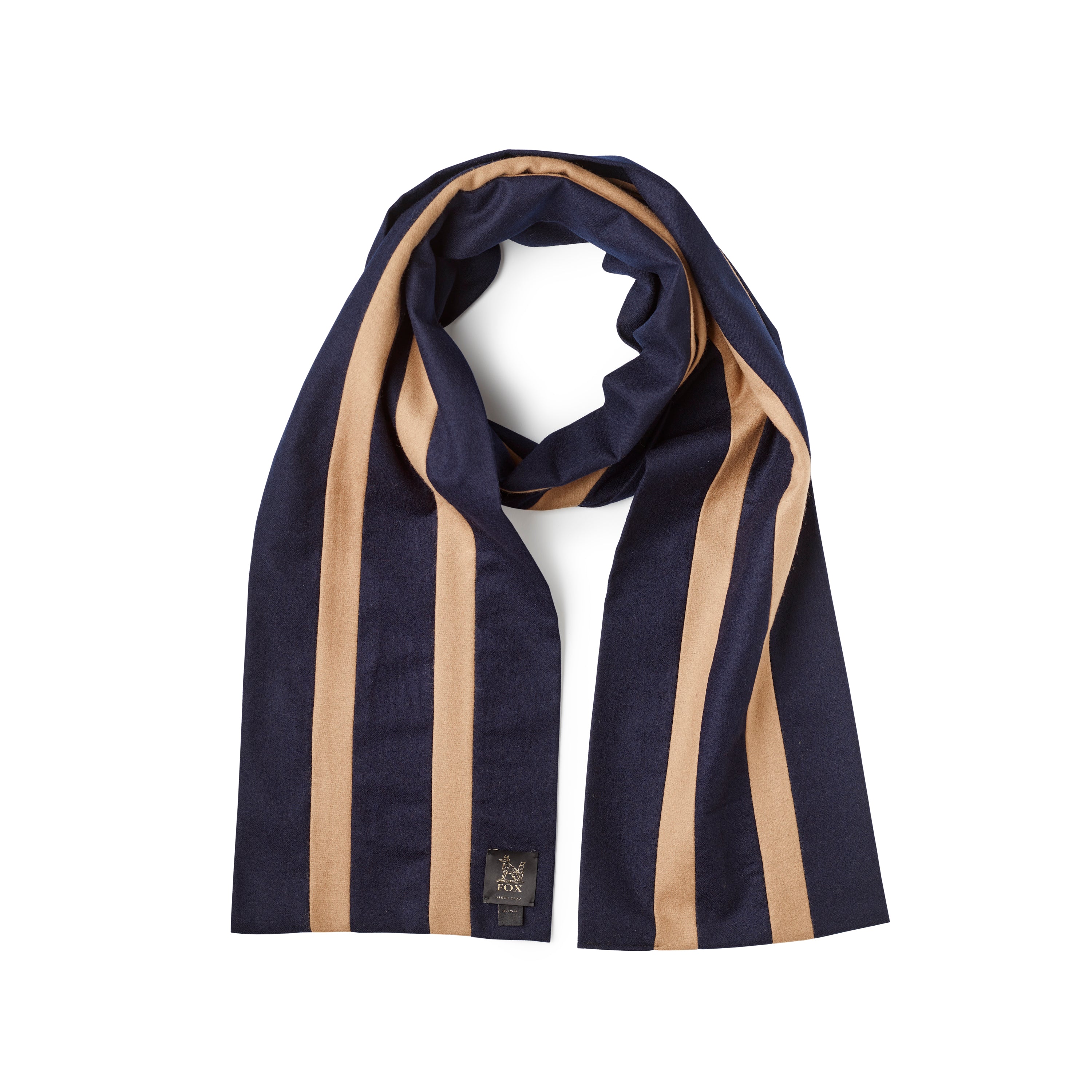 Fox Brothers Navy and Mushroom College Scarf