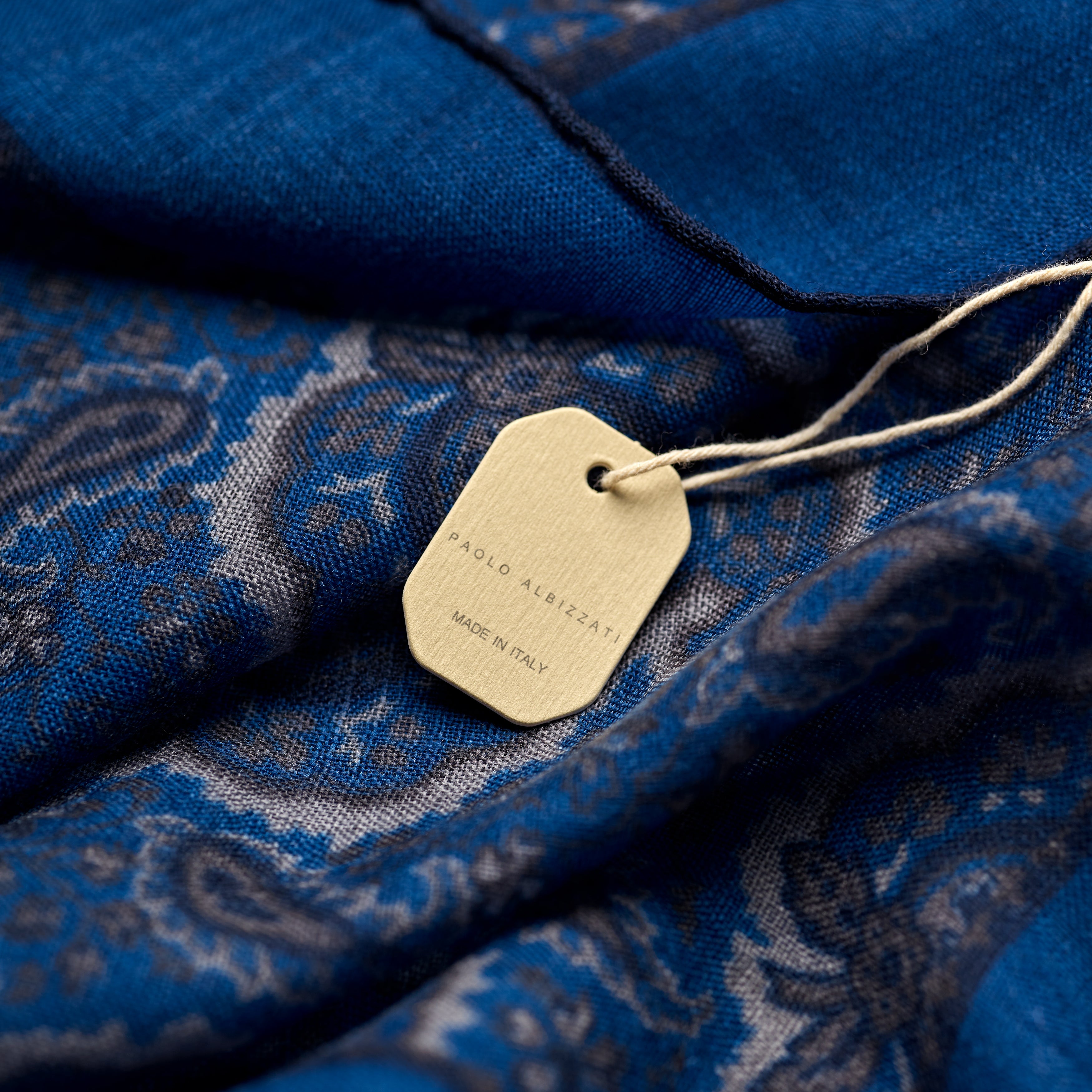 Paolo Albizzati Navy lightweight scarf and Deep Ocean Blue Border
